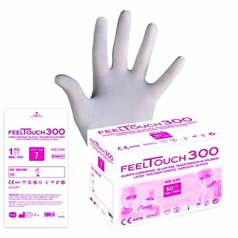 Guanti chirurgici lattice sterili senza polvere misura 8,5 50 paia