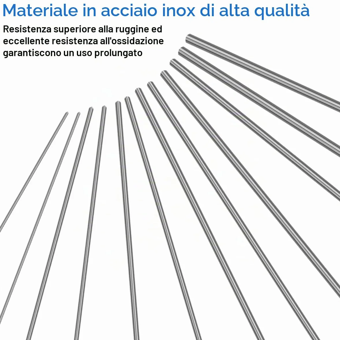 Aste Rotonde Acciaio Inox 304, 6 Misure 1-4 mm x 100 mm, Asta Rotonda in Acciaio Inossidabile