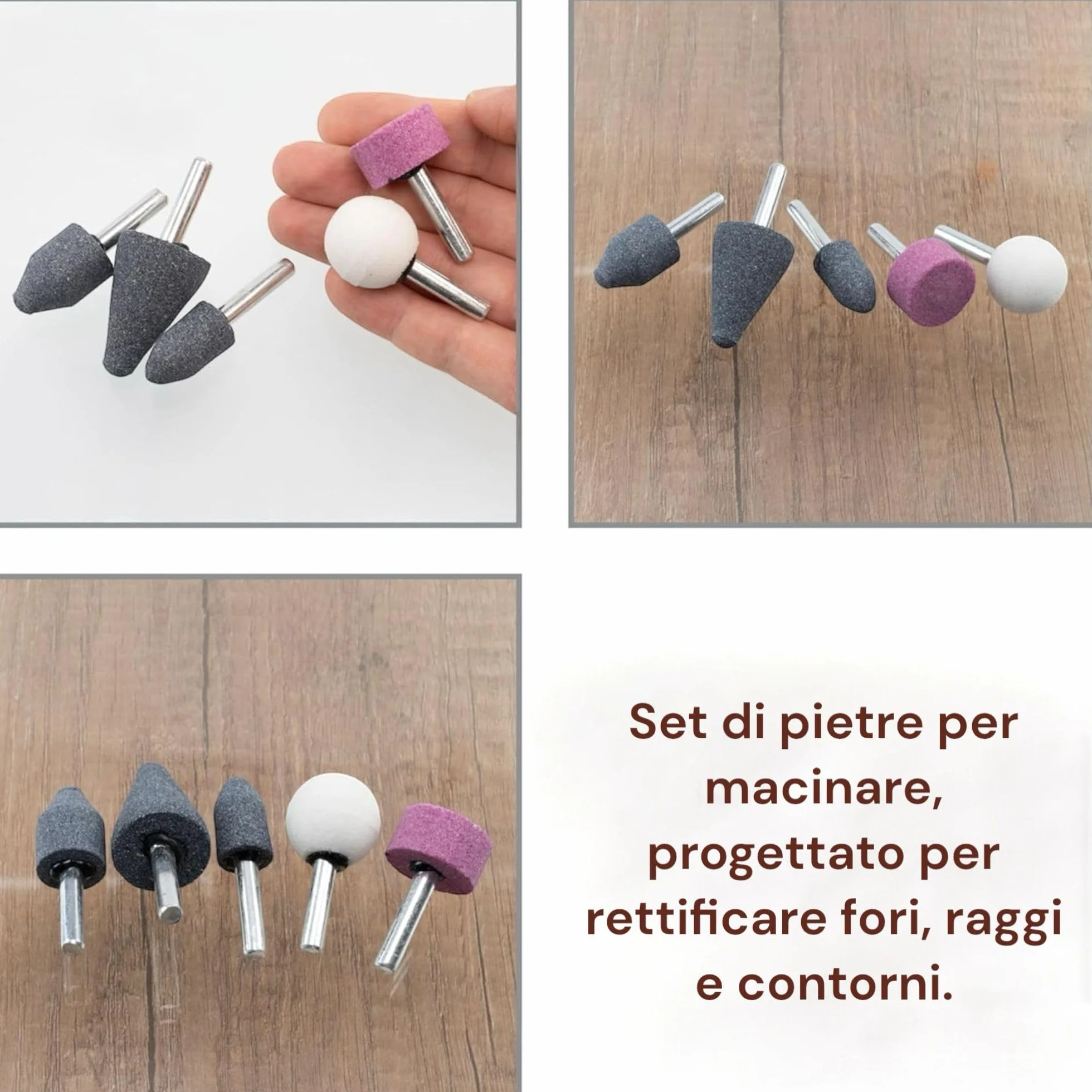 Set Punte Trapano 5 Pietre Abrasive 1/4" (6 mm) per Lavori di Precisione, Mola per Trapano, Avvitatore, Punta Trapano Levigatrice Pietra da Rettifica