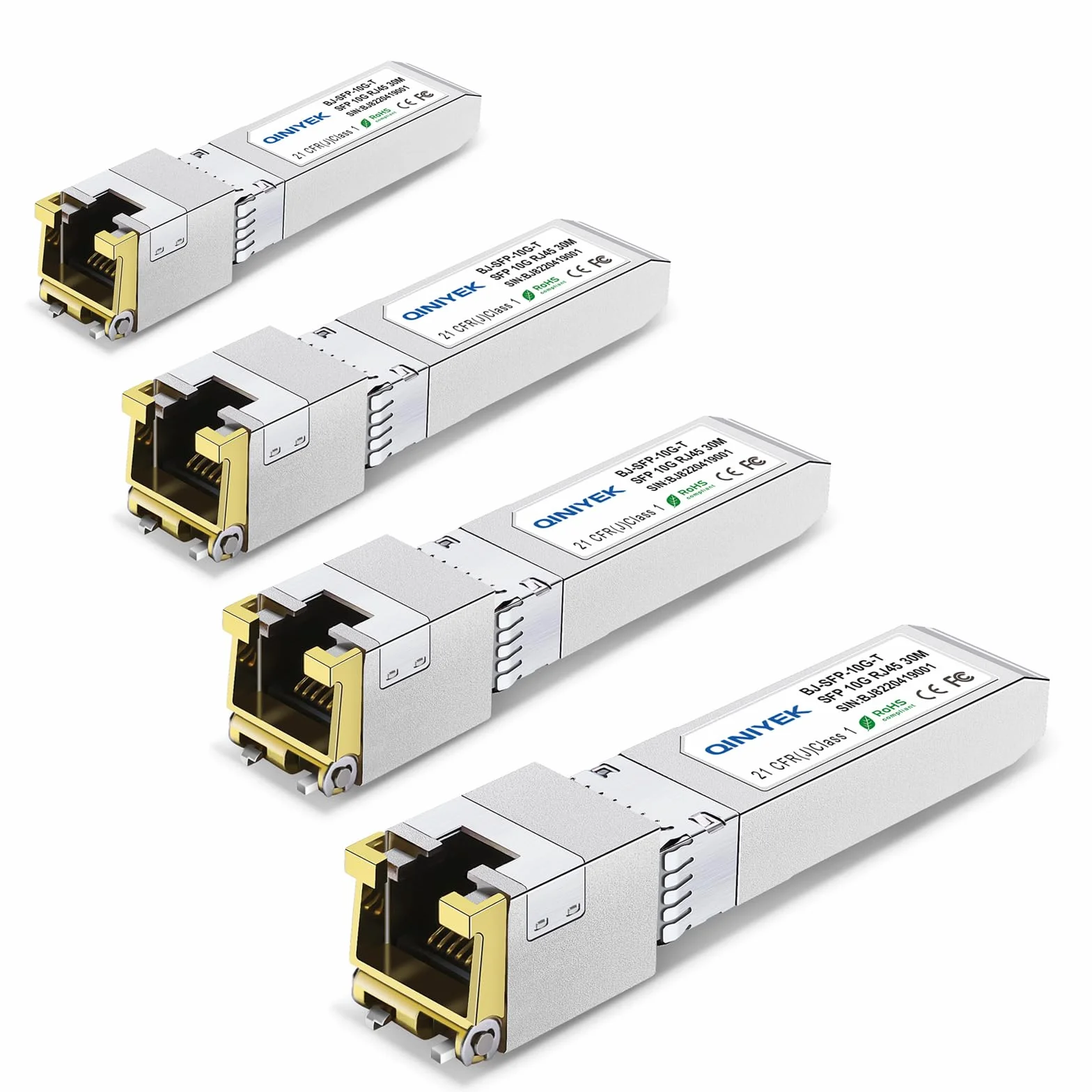 4 ricetrasmettitori SFP+ a RJ45 10 Gb 10Gbase-T compatibili Cisco Ubiquiti Unifi