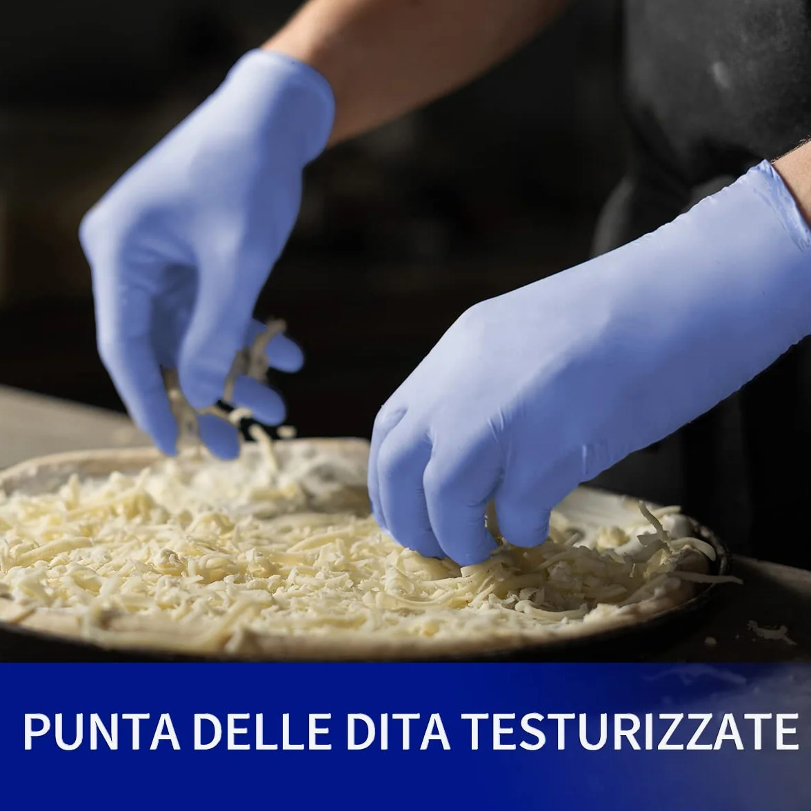 Guanti Monouso da esame in Nitrile Azzurro Taglia L 100 pezzi Ipoallergenici CE EN374 EN455 3,5 Mil