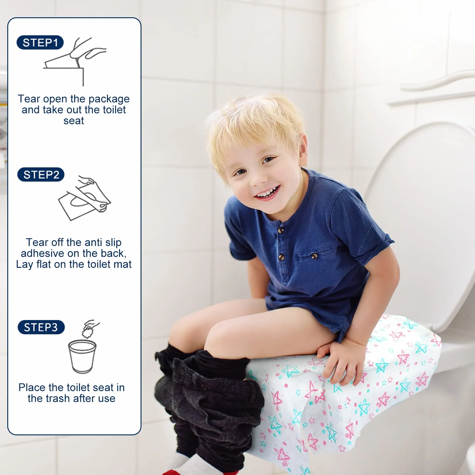 Copriwater Monouso Antibatterico Copri Sedili Impermeabili usa e getta per WC Portatili Toilette da Viaggio e Campeggio 20pcs