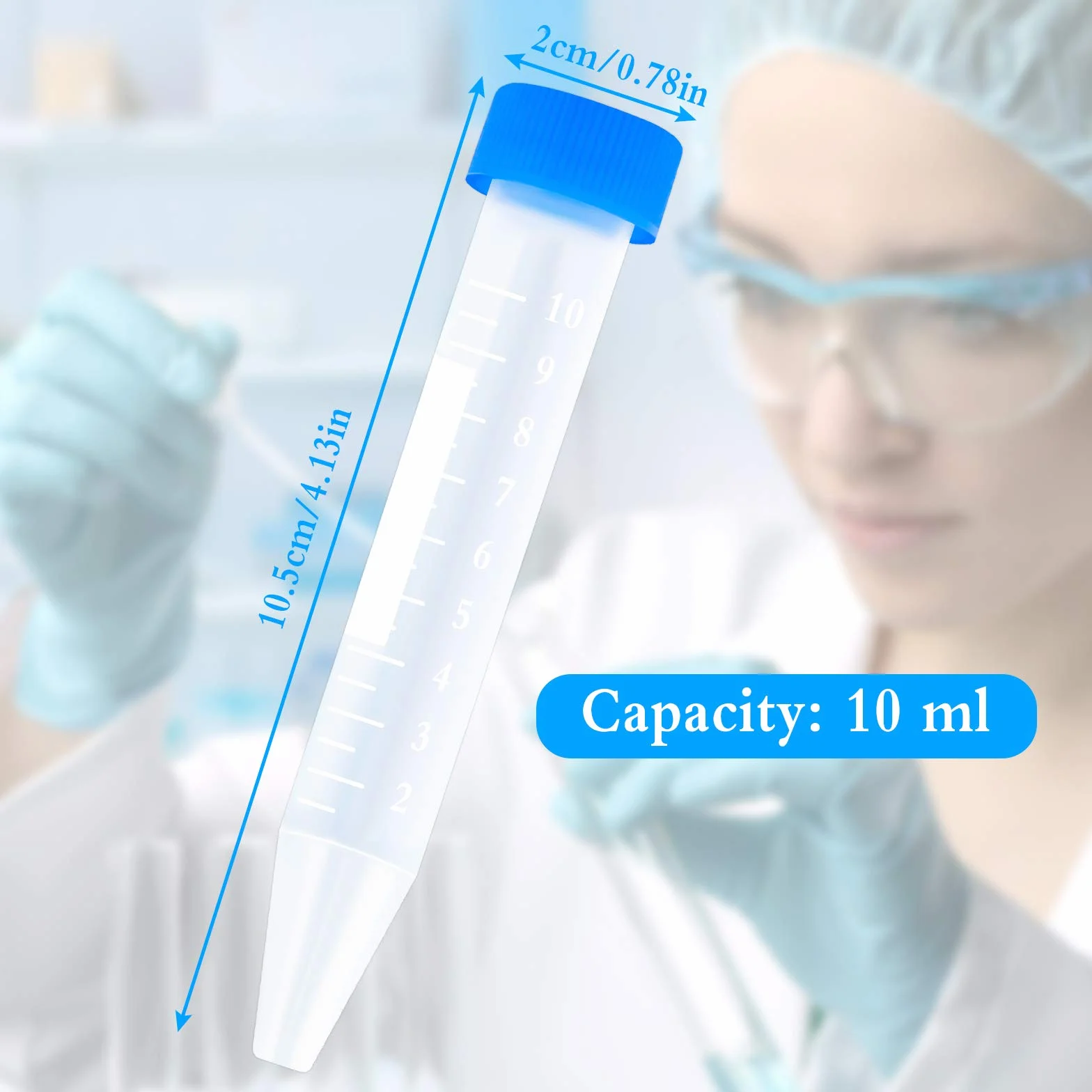 Probówki do wirowania 60 szt. 10 ml plastikowe z podziałką do przechowywania próbek laboratoryjnych