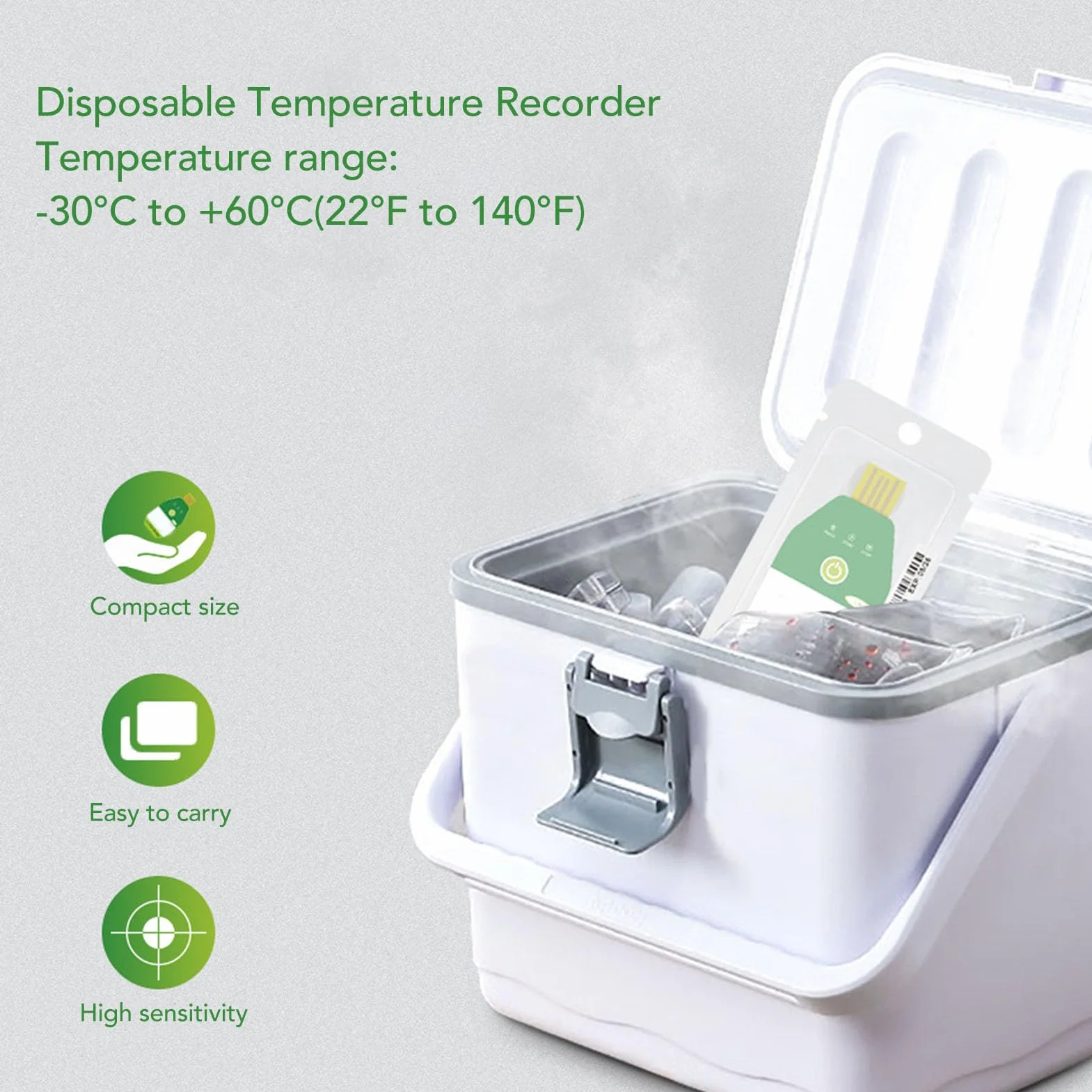 Registratore del logger dati di temperatura USB, IP67 Acqua PDF Temperatura Dati Logger Single per il trasporto della catena a freddo (90 Days)