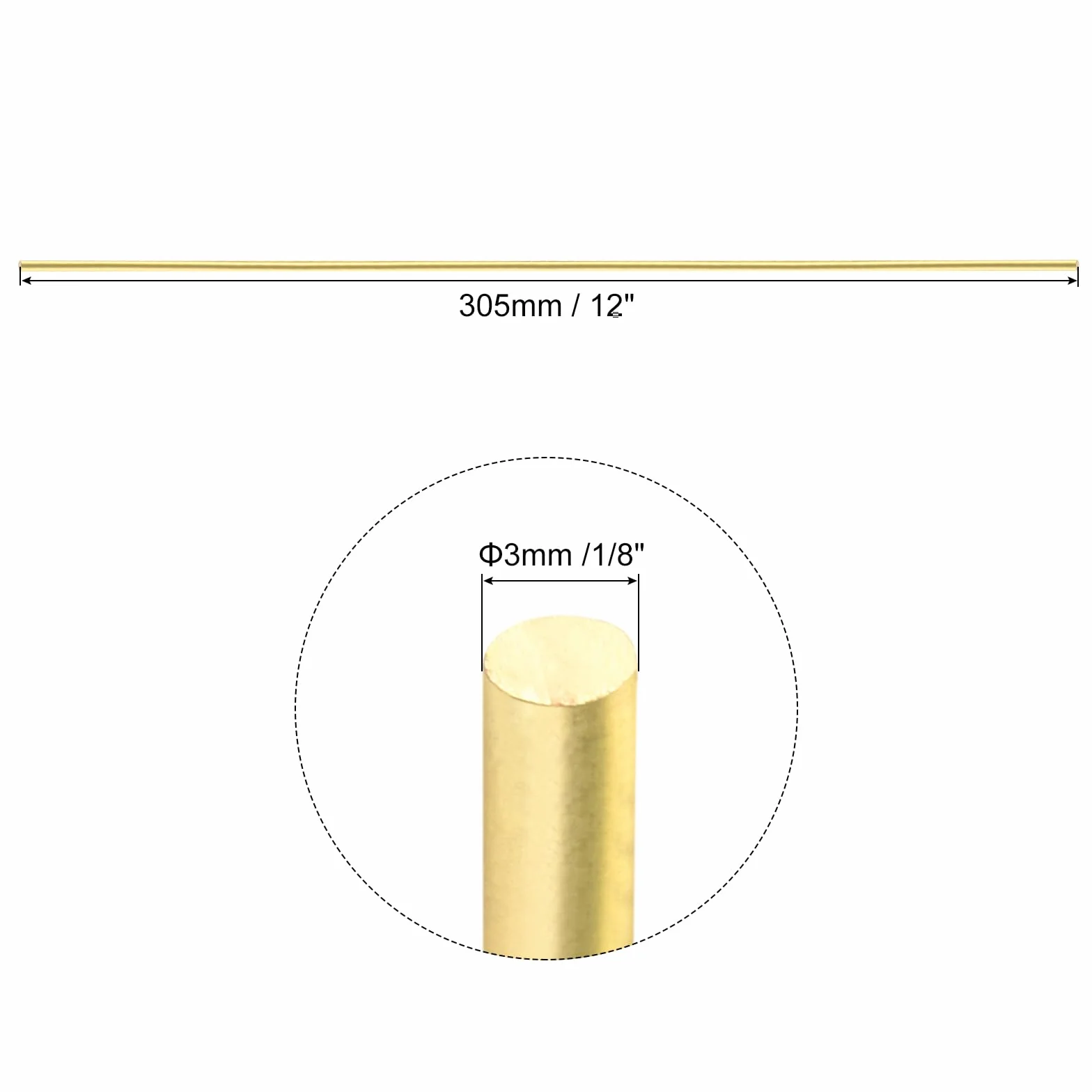 QUARKZMAN 1pz Ottone Aste (3mm)1/8" x (305mm)12" Ottone Massiccio Rotondo Stock Tornio Barra per Coltello Manici Perno Fai Da Te Artigianato Modello Aereo