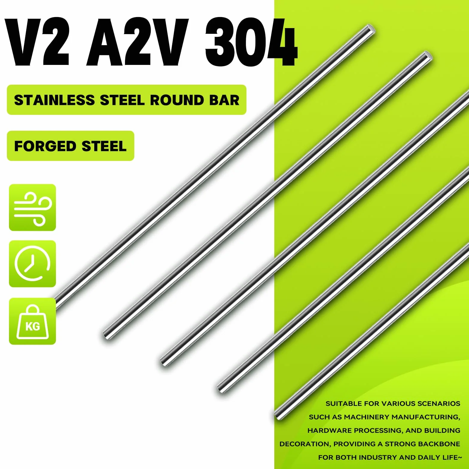 Aste Rotonde in Acciaio Inox 5 mm x 300 mm Barra Metallica Tonda 6 Pezzi
