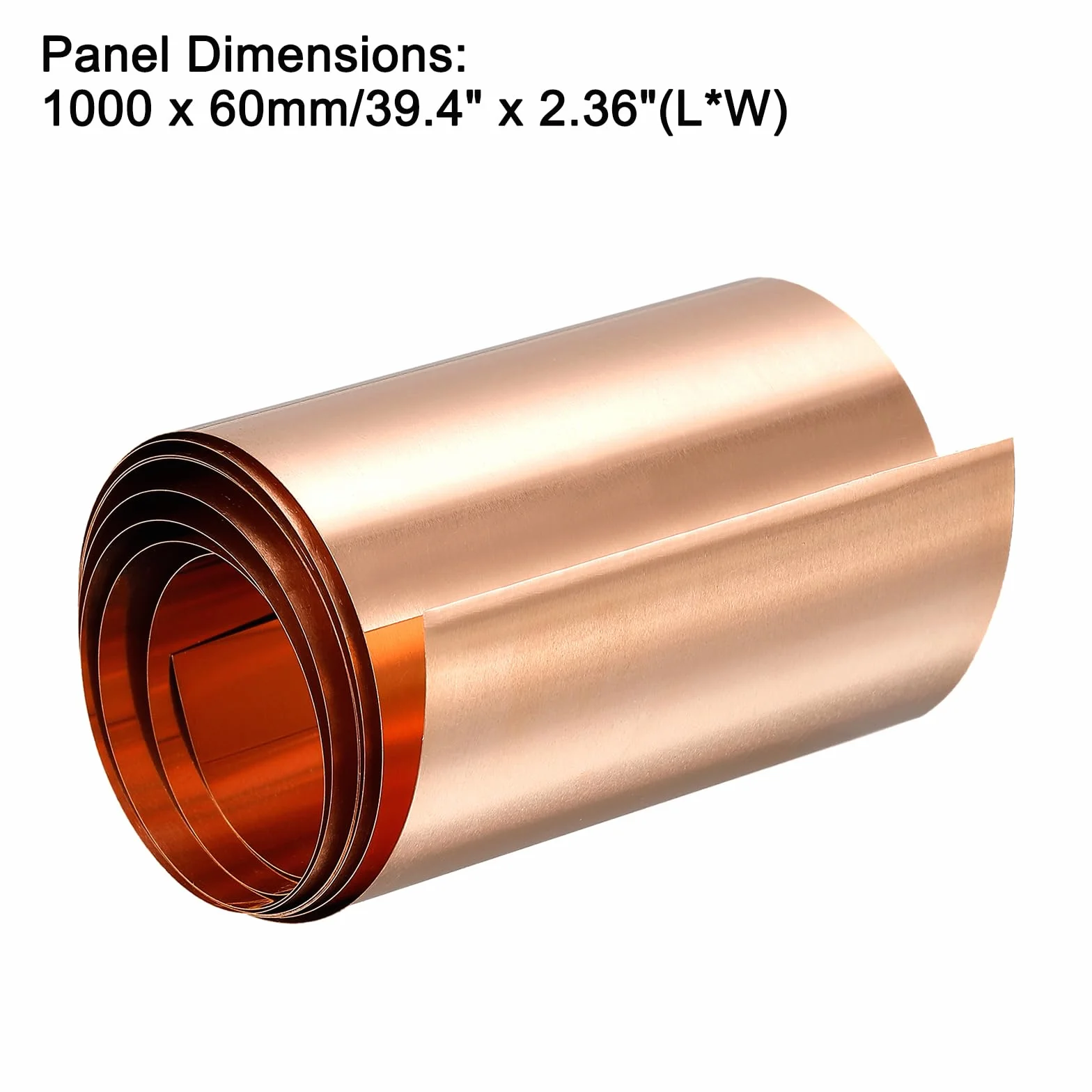 QUARKZMAN Rame Fogli Rotolo, Metallo Lamina Piastra 1000mm x 60mm x 0,5mm Rotolo di Fogli di Rame Lamiera Puro per Sbalzo