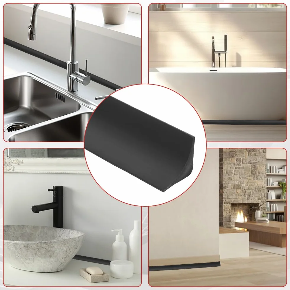 Profilo angolare autoadesivo in silicone 15 mm x 15 mm flessibile impermeabile 3M nero