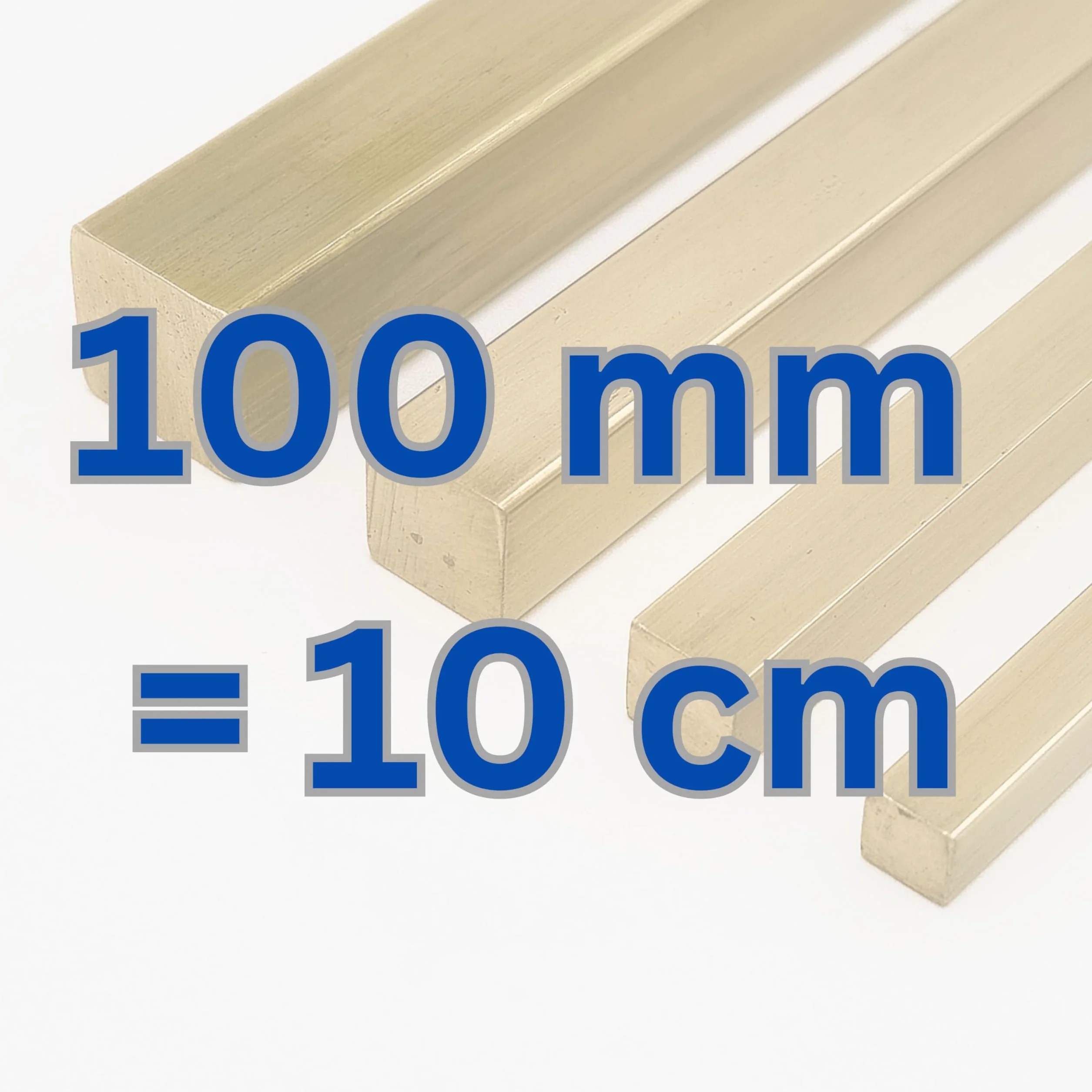 Asta in ottone Ms58, profilo quadrato, dimensioni dei bordi 5 – 30 mm, lunghezza 50 – 2000 mm, ottone CW614N, asta piena, 4 angoli (lunghezza: 100 mm = 10 cm, 25 x 25 mm)