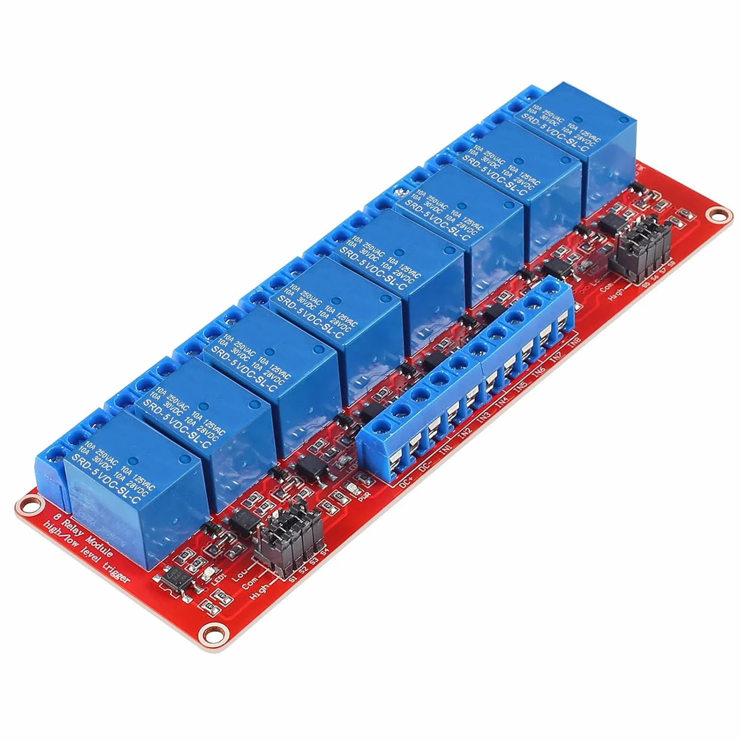 RUNCCI-YUN 1 Pezzi Modulo Relè a 8 Canale 5V,Scheda Relè 5V con Fotoaccoppiatore scheda di espansione trigger Alto e Basso,per Raspberry Pi e scheda Arduino