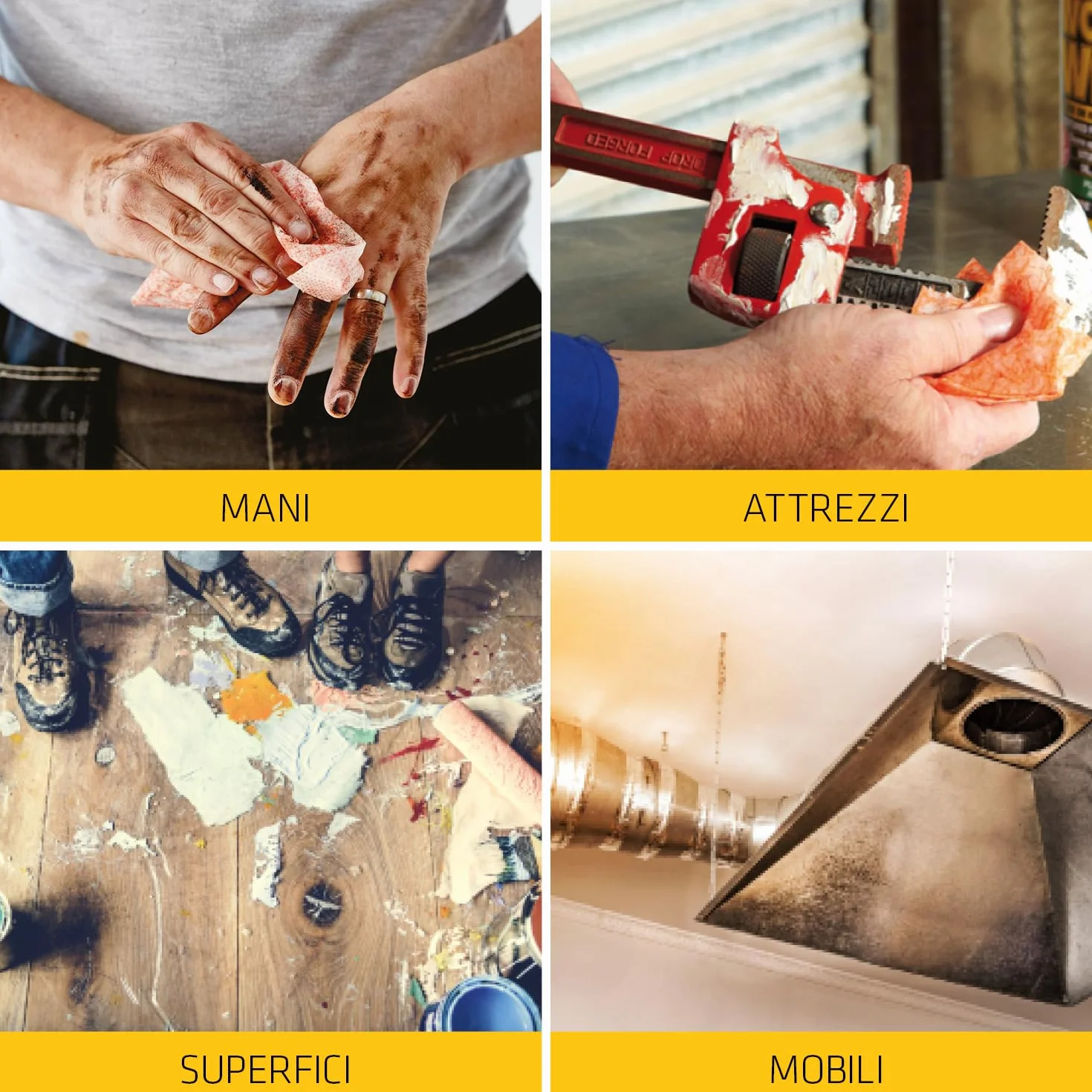 SIKA SikaCleaner-350H Salviette detergenti multiuso 70pz Rimuovono colla grasso e olio