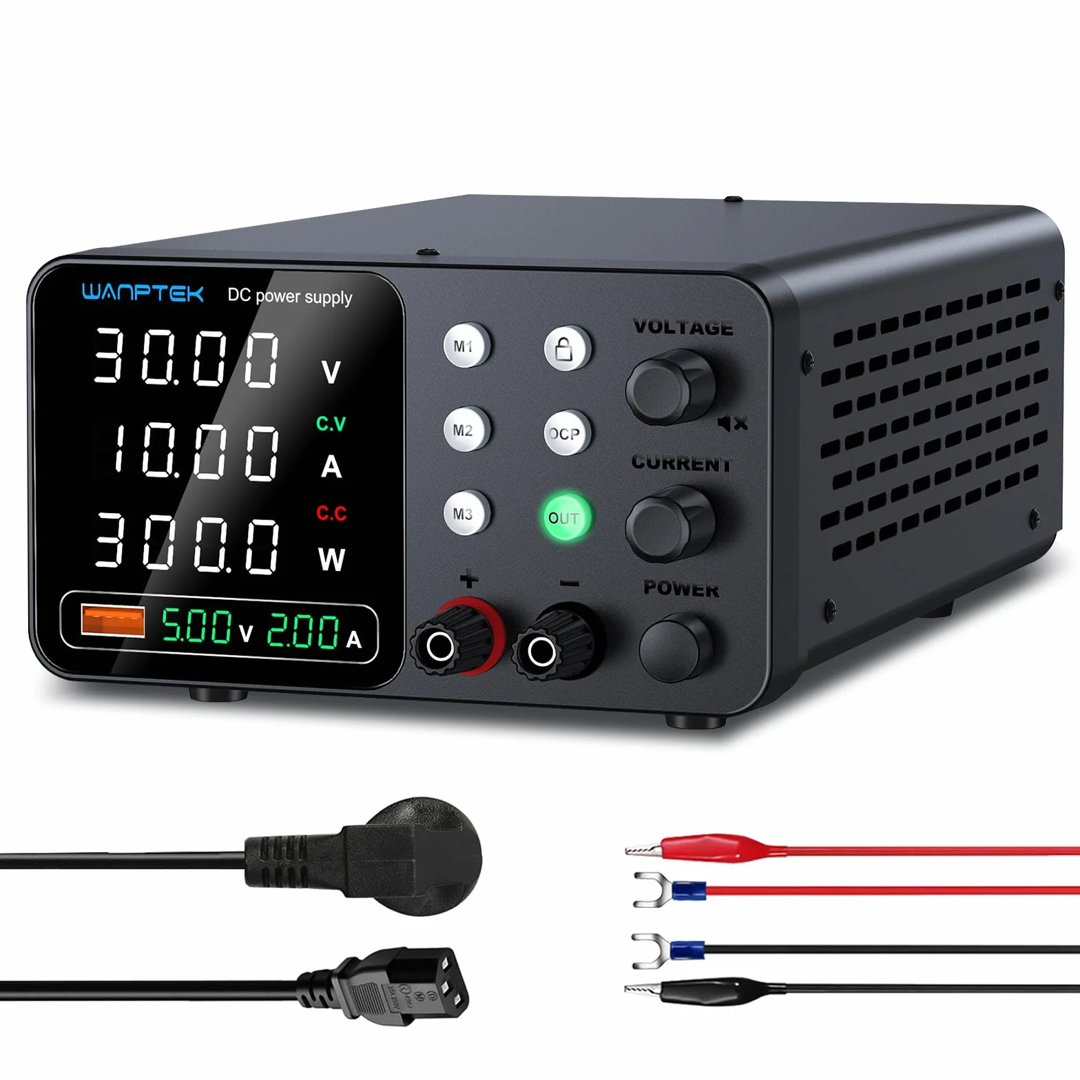 Alimentatore da Banco 30V 10A Regolabile con Memoria 3 Preset e Protezione OCP USB
