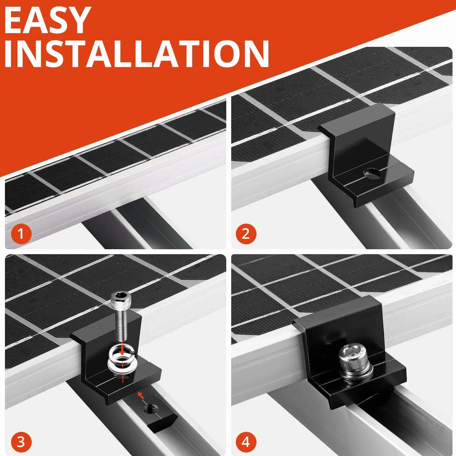 GETLITOOL Z Staffa Montaggio Pannello Solare 30mm Lega Alluminio Set 10 Morsetti Terminali Nero