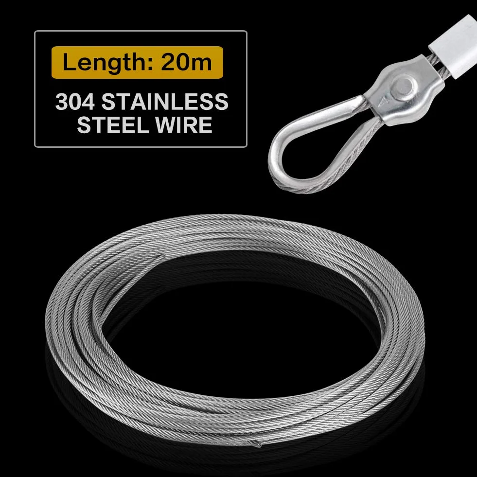 Cavo in Acciaio Inossidabile 304 20 M Filo Metallico 2 mm 2,5 mm 3 mm