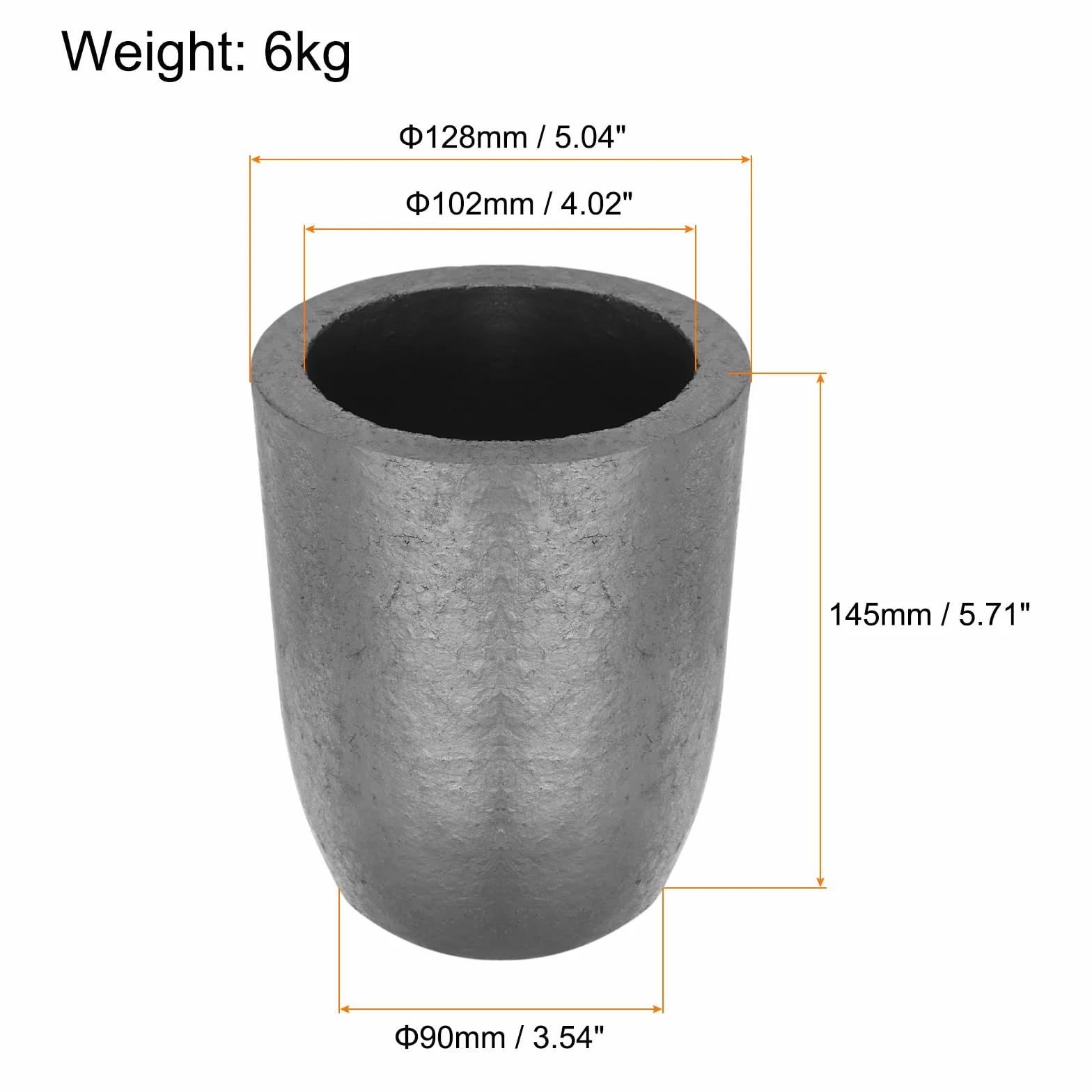 QUARKZMAN Crogiolo in Grafite Silicio 6kg Crogiolo Rame Tazza Fusione Lingotto Fusione Metallo Fusione Oro Argento Rame Forno Fusione Stampo Fusione Strumenti per Gioielli 4,02" IDx5,71" H