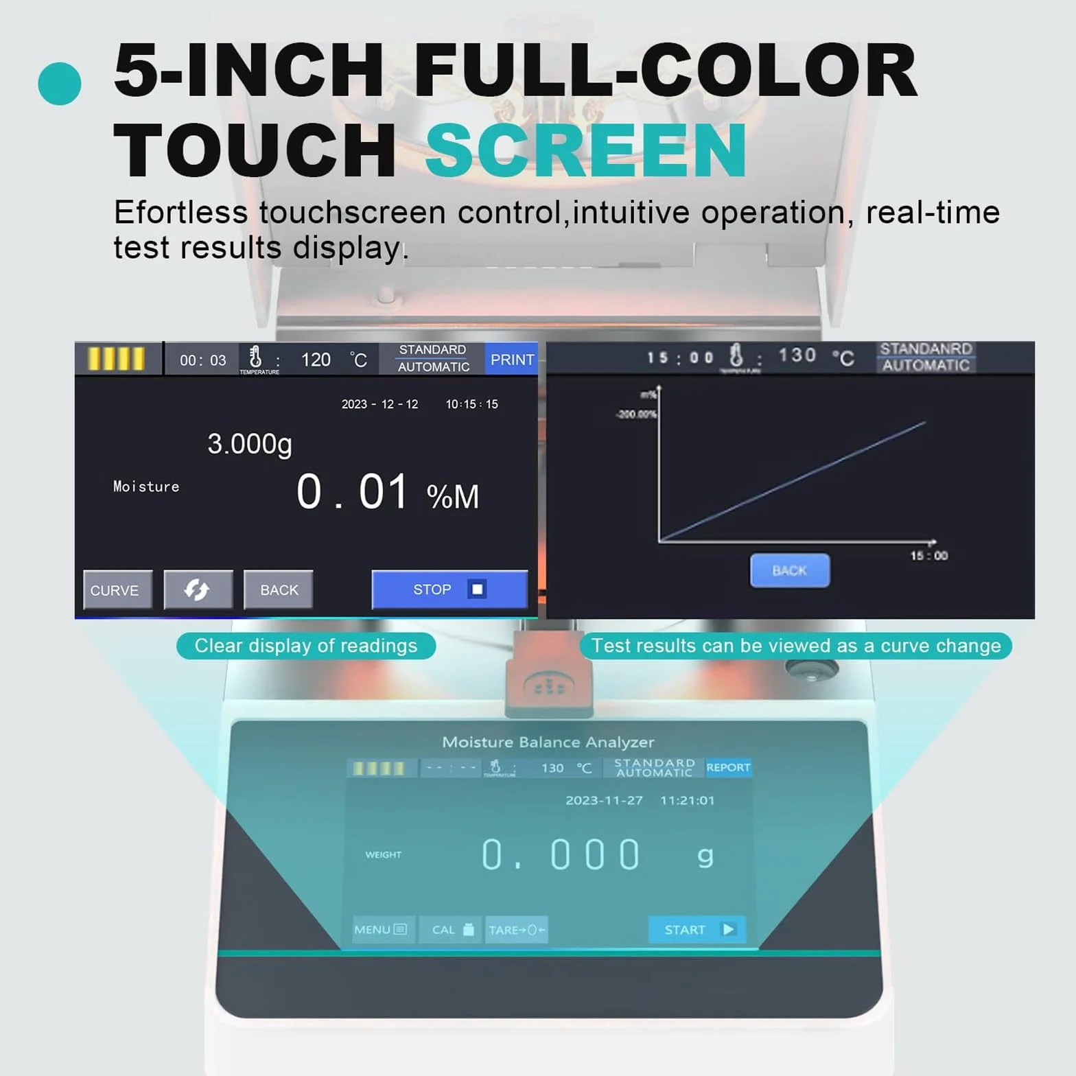 Analizzatore di Umidità Digitale MBA1102 110g 0.01g Alogeno Touch Screen RS232