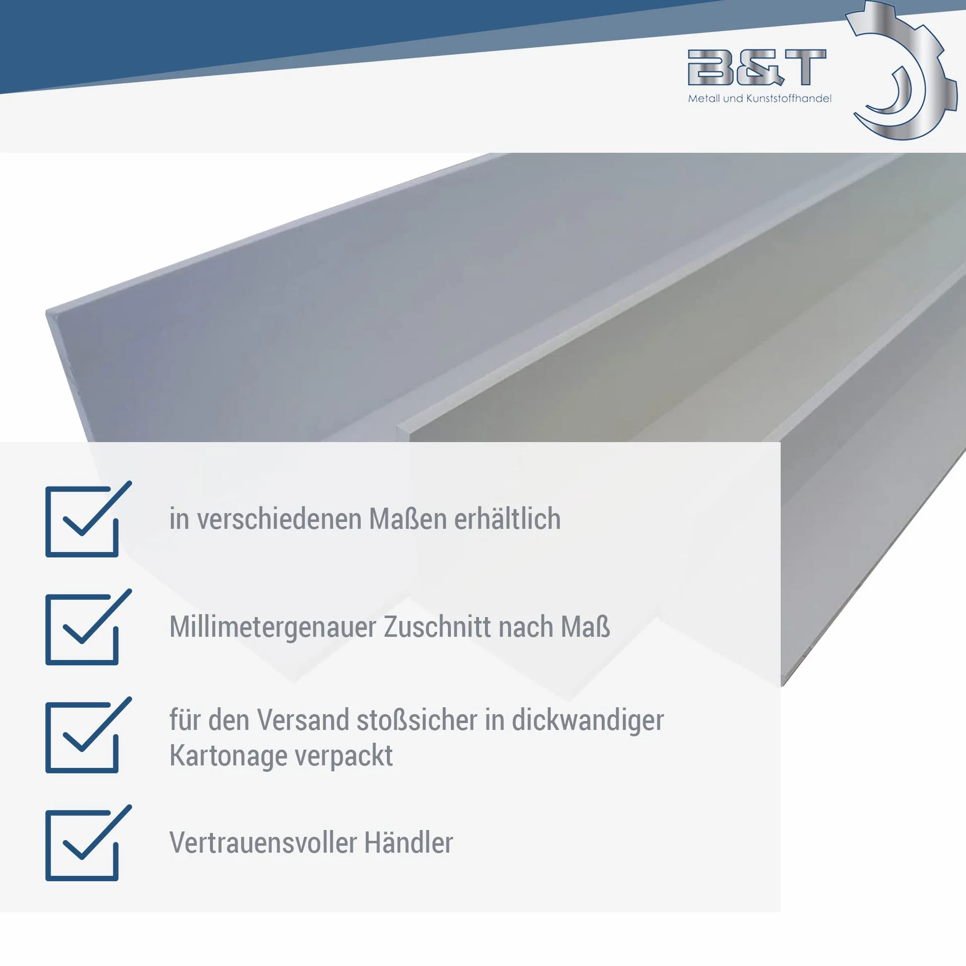 B&T Metall Angolo di plastica rigida, in PVC, bianco, 60 x 40 x 2,5 mm, lunghezza 2 metri