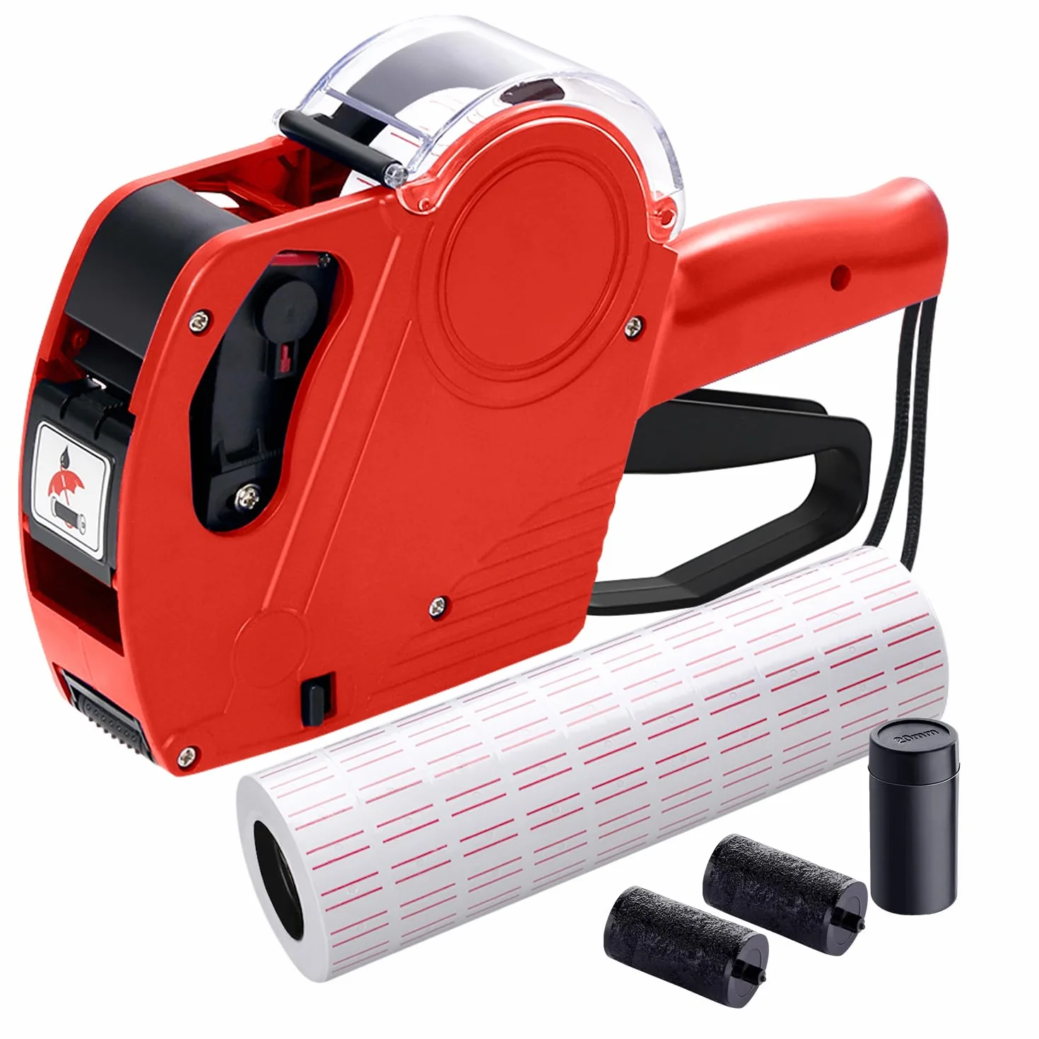 KPX MX5500 - Pistola per prezzi, con 5150 adesivi a pistola bianca e 3 rulli extra per inchiostro, pistola per etichette prezzi, pistola per prezzi, pistola per prezzi al dettaglio a 8 cifre ed