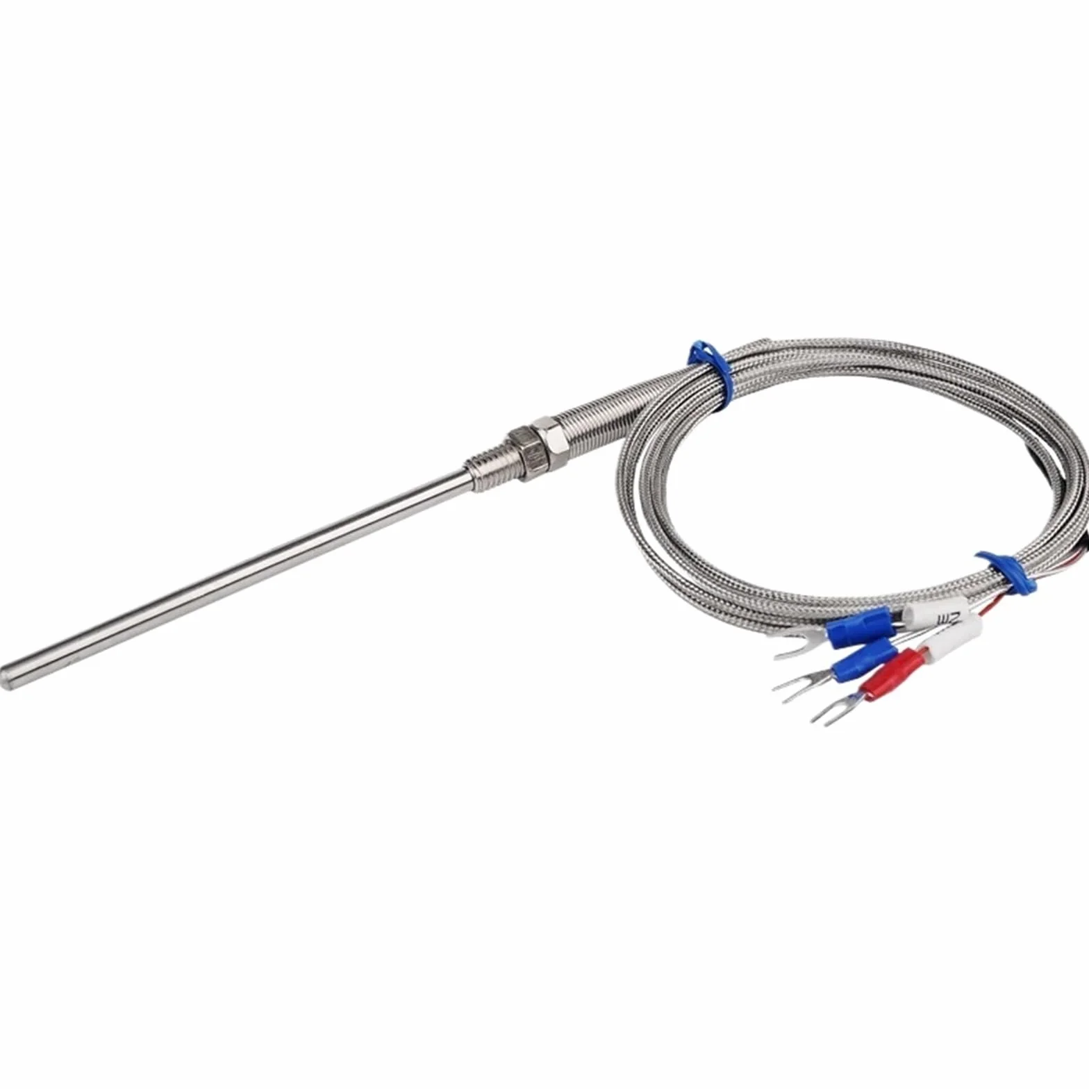 Sensore di temperatura PT100 con tubo sonda da 10 cm con schermo in acciaio inossidabile con cavo da 2 m 3 fili for regolatore di temperatura(Cable length 2m)