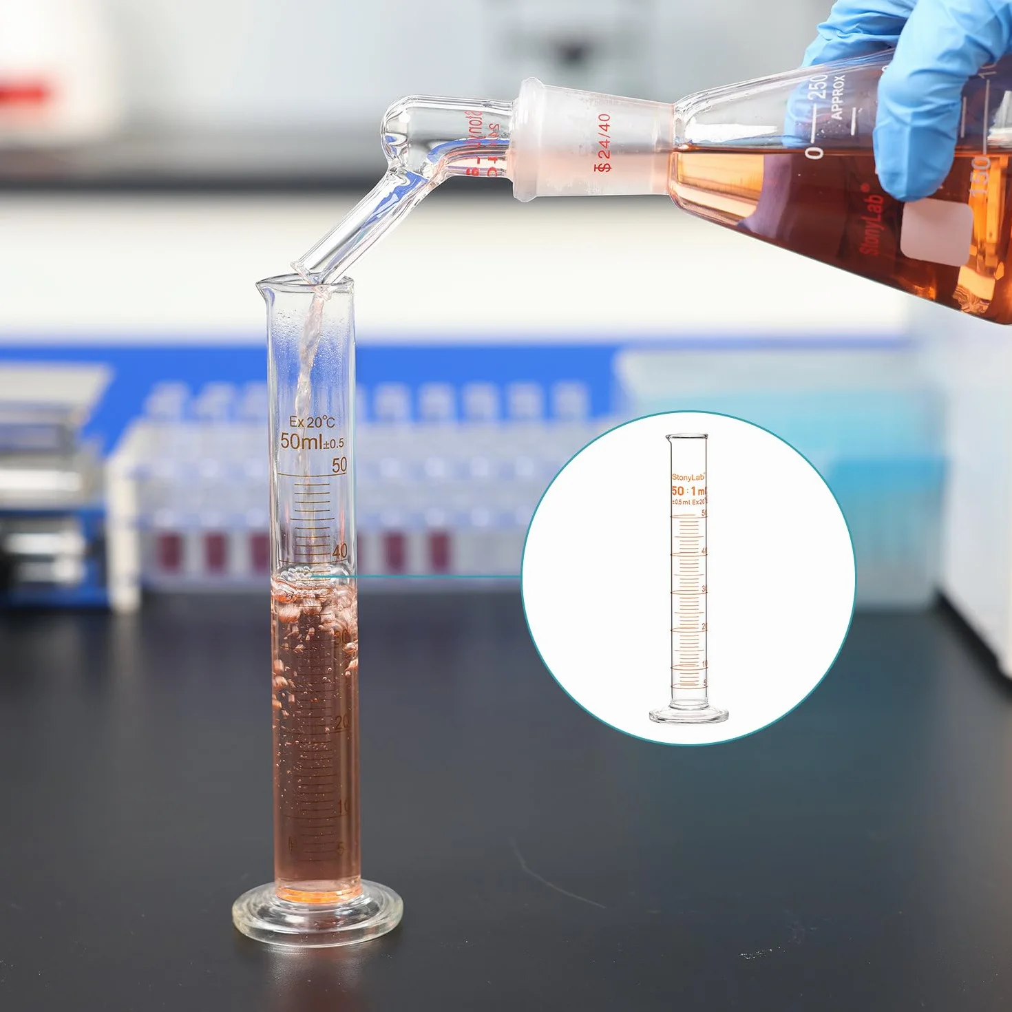 Graduated Cylinder Vetro Borosilicato 1000 ml, Cilindro Graduato Vetro Pesante