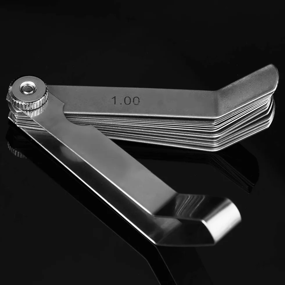 Misuratore di Spessimetro Curvo 16 Lamine 0,05-1,00 mm Strumento per Saldatura Acciaio Inossidabile