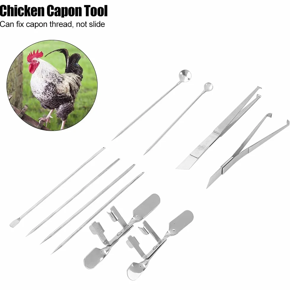 dsheng Attrezzo per Cappone di Pollo, Kit Rapido, 10 Pezzi, per Animali, Bestiame, Prodotti Sanitari per Bestiame