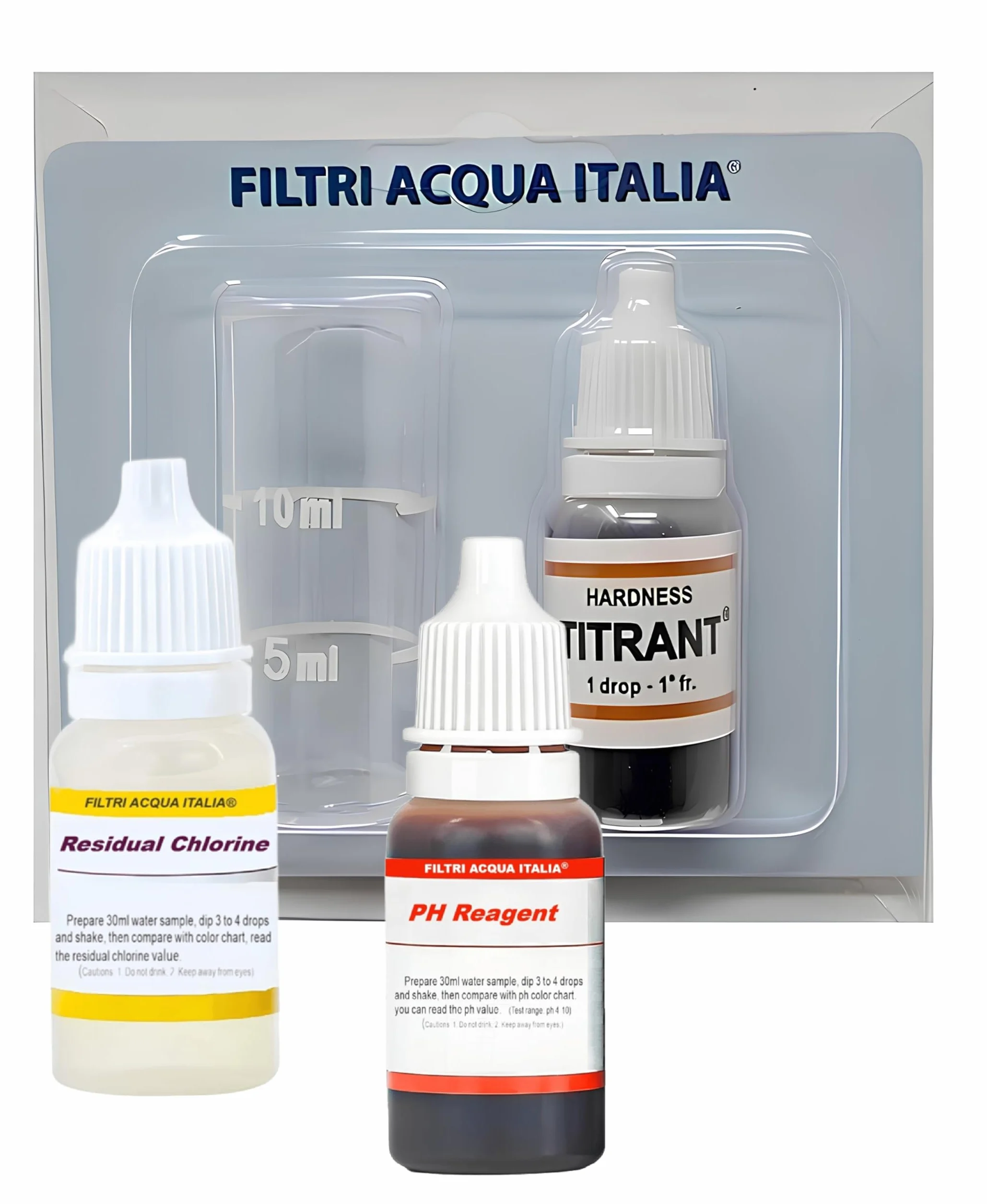 Kit Analisi Durezza Acqua Titrant per Misurare Calcare con Test PH e Test Cloro
