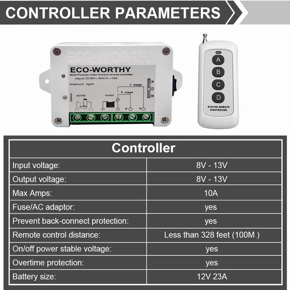 DCHOUSE 12 V DC controllo del motore, kit di controllo remoto positivo a inversione per attuatore lineare, kit di controllo remoto avanti e indietro