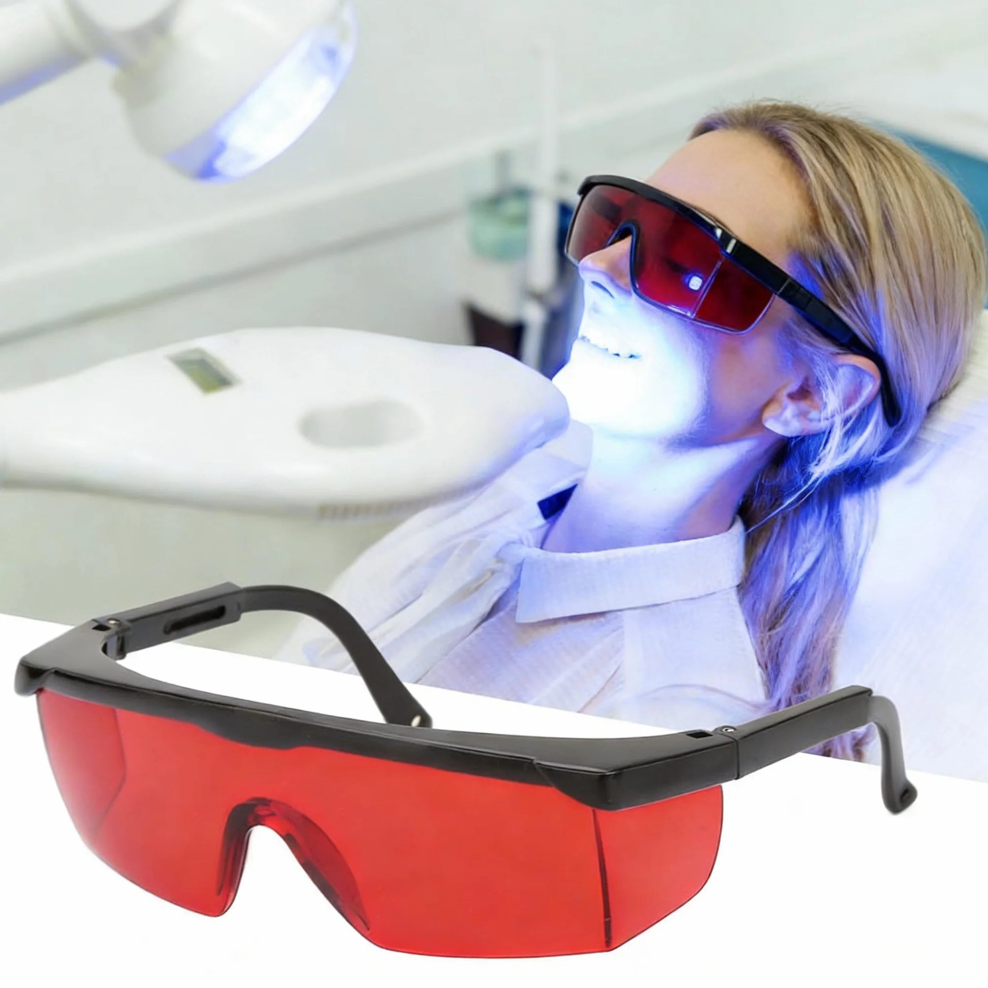 Occhiali protettivi laser, occhiali protettivi laser per PC portatili Occhiali anti laser di sicurezza per tutte le direzioni per la depilazione Disinfettante UV con luce blu(Rosso)