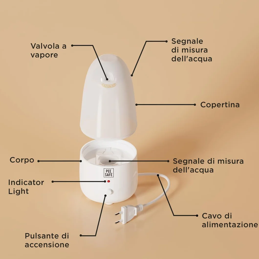 PEESAFE Sterilizzatore a Vapore per Coppetta Mestruale | Elettrico | Sterilizzazione Istantanea | Per Disco Mestruale e Palline di Kegel