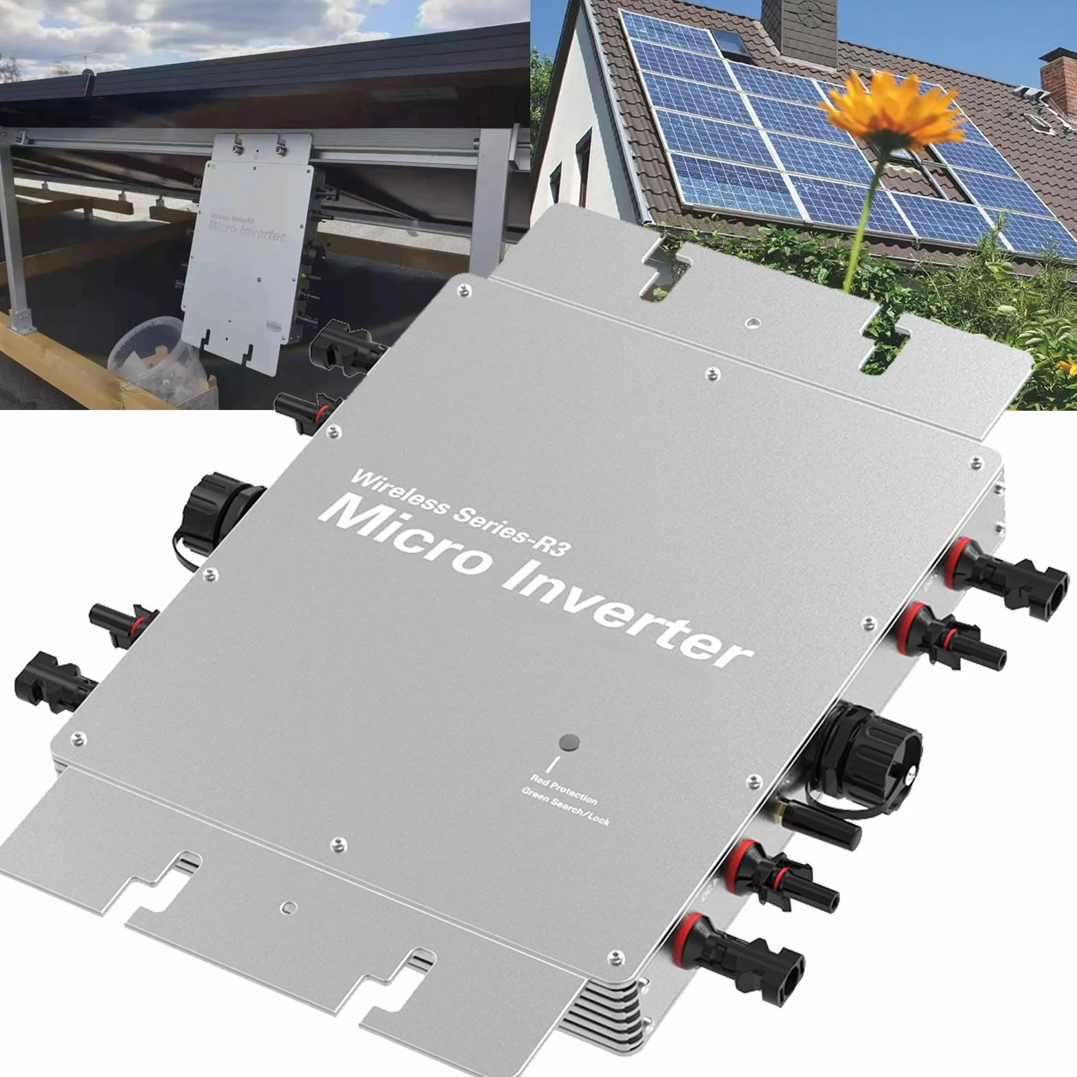 Inverter solare a legame a griglia, micro inverter MPPT per moduli fotovoltaici, centrale elettrica da balcone, 2400 W