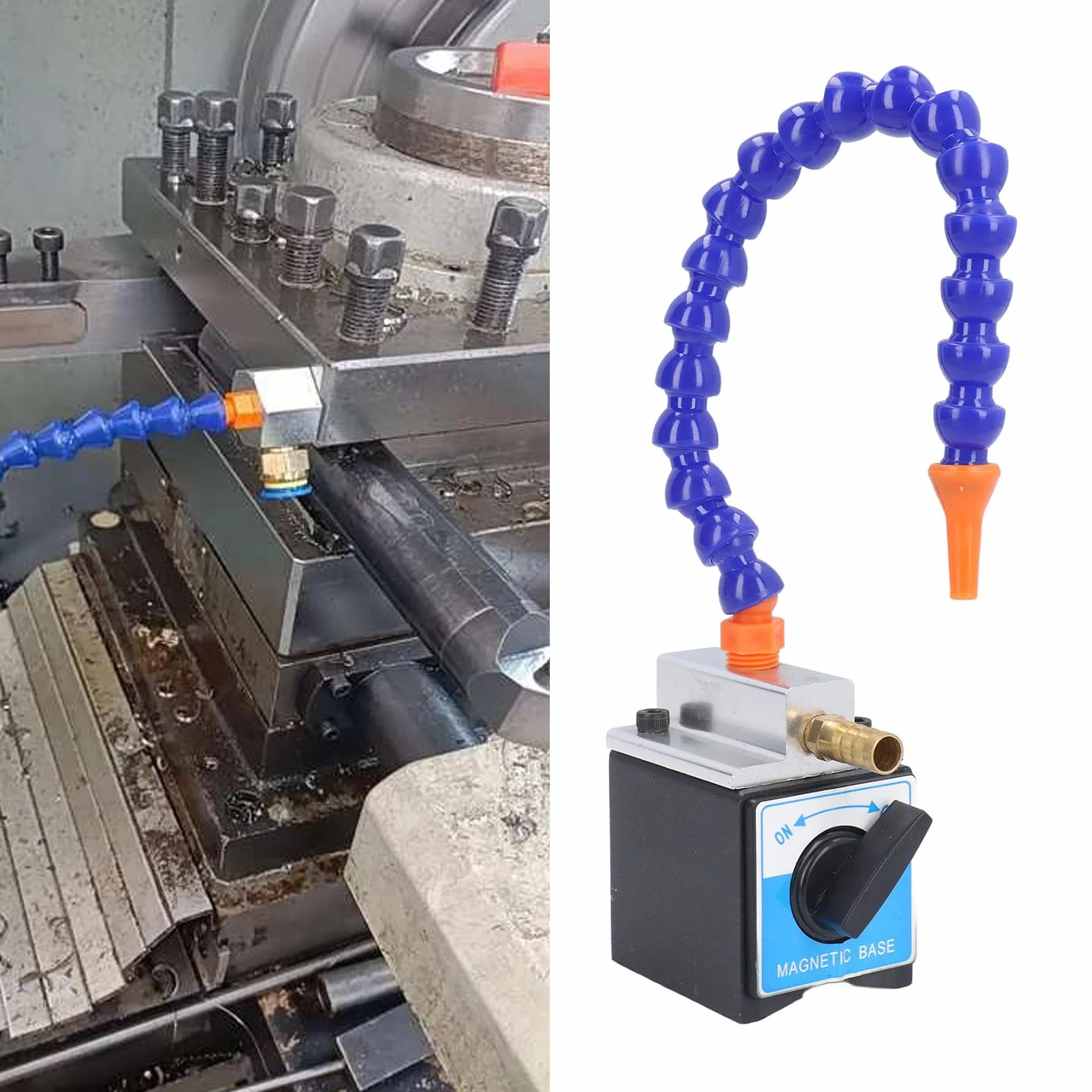 Lubrificazione a Nebbia di Liquido Refrigerante, Tubo Flessibile del Liquido Refrigerante a Base Magnetica Ingresso da 1/4 Pollici Uscita 1/2 Pollici Tubo del Refrigerante Olio Lungo 300 Mm Supporto B