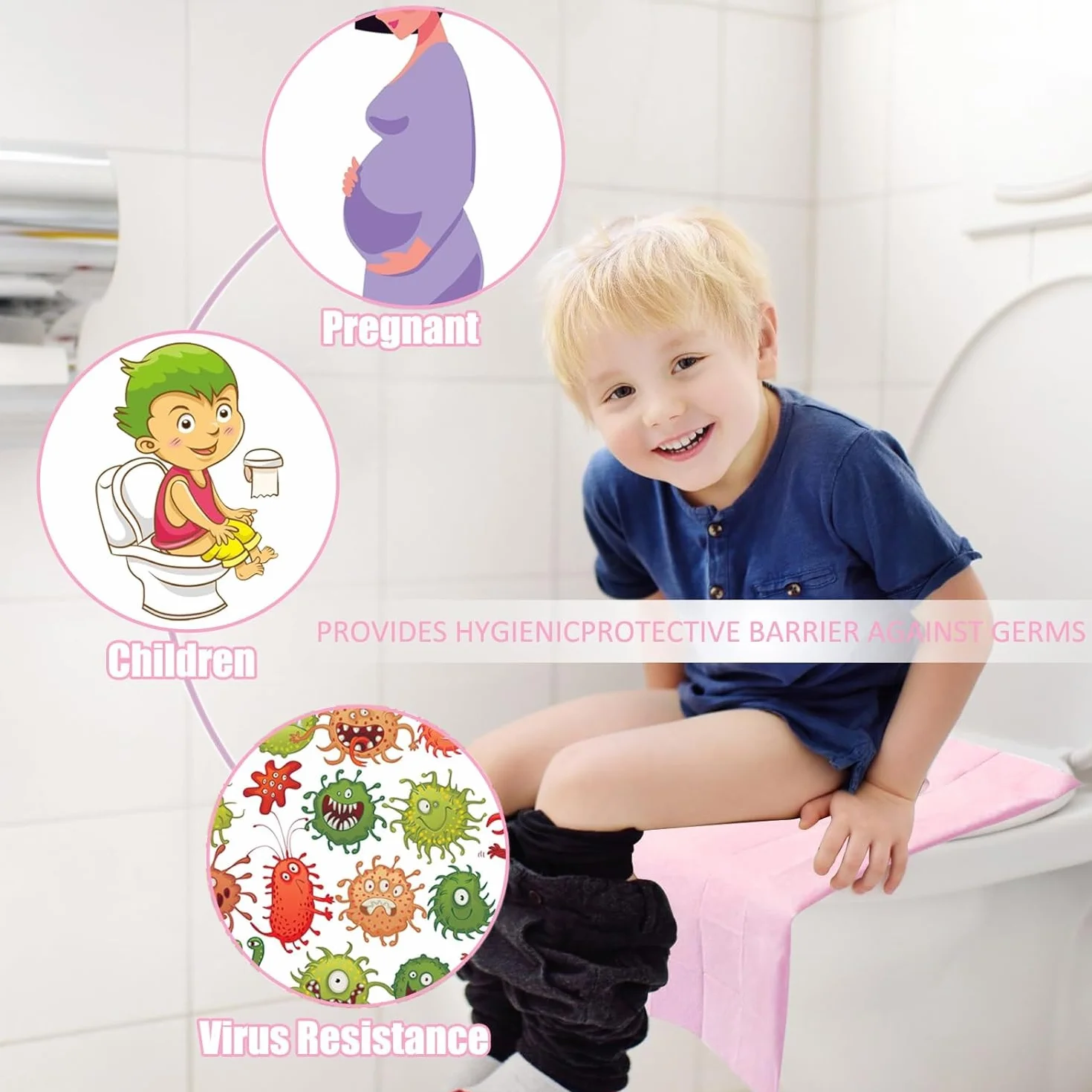 Copriwater Usa e Getta Igienici Monouso 30 Pezzi, Coprigabinetto per WC Viaggio Ospedale Casa (rosa)