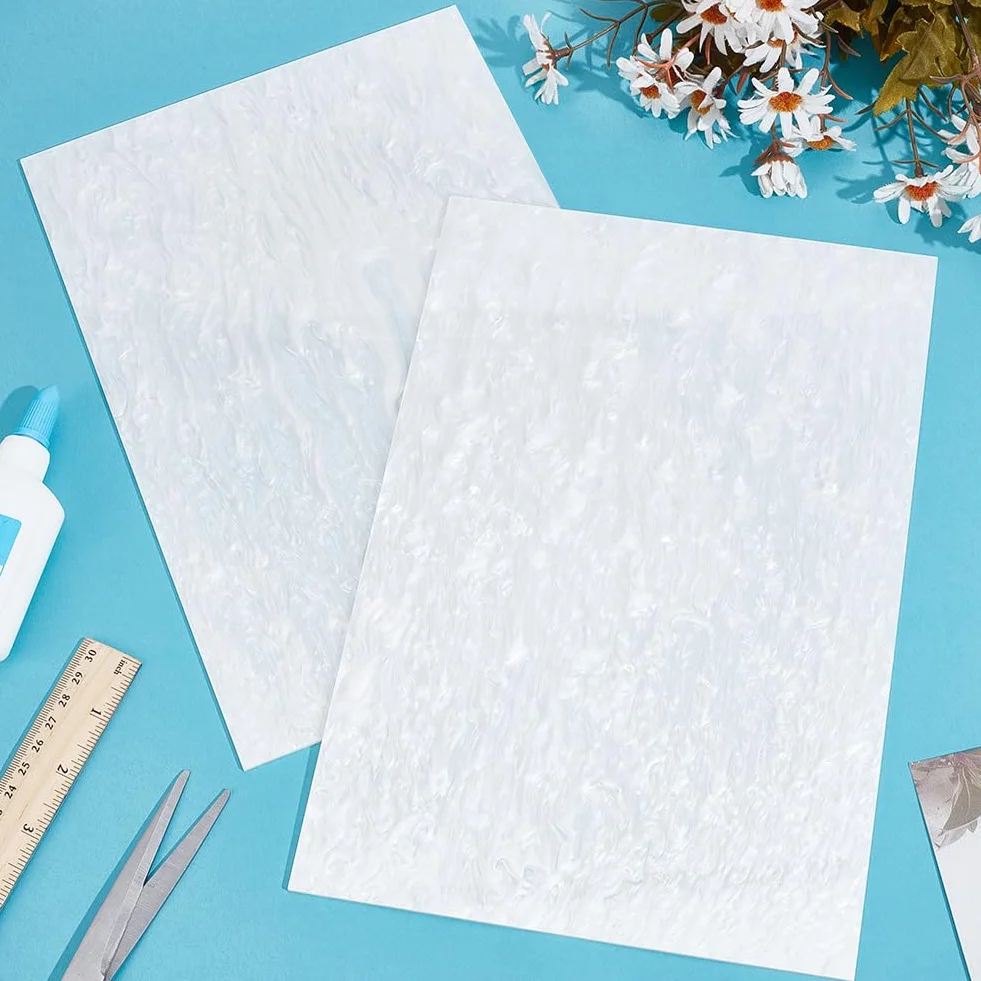 PH PandaHall 2pz 30x20cm Fogli in Acrilico Perlato 3mm Carta Ondulata Perlescente con Motivo per Incisioni Design Artistico Artigianato Fai Da Te, Bianco