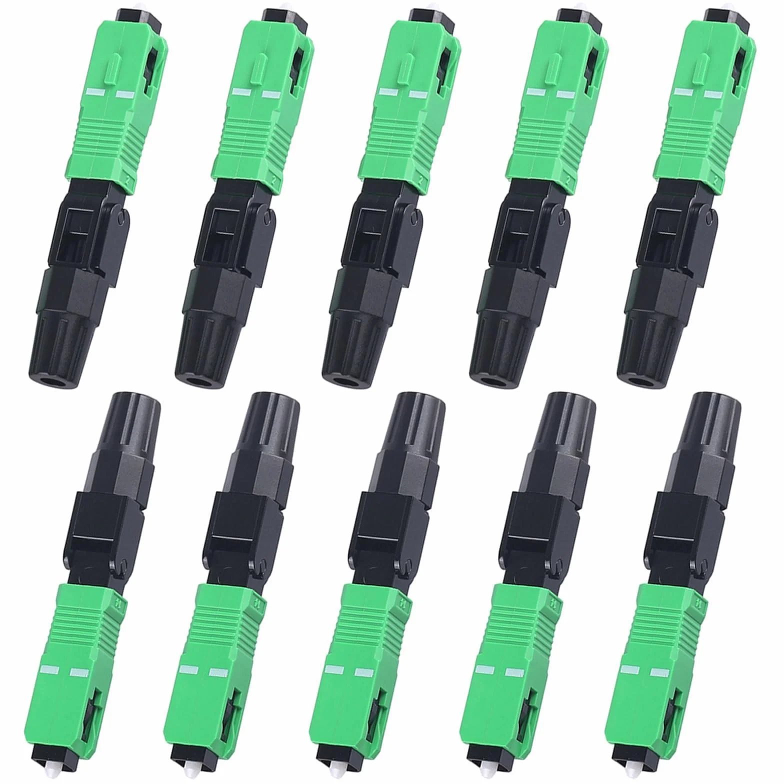 GVSS Lot de 10 Connettore Fibra Ottica SC/APC, Cavo Fibra Ottica, Livello di Telecomunicazione, Compatibile con Reti FTTH, LAN, WAN, Televisione via Cavo