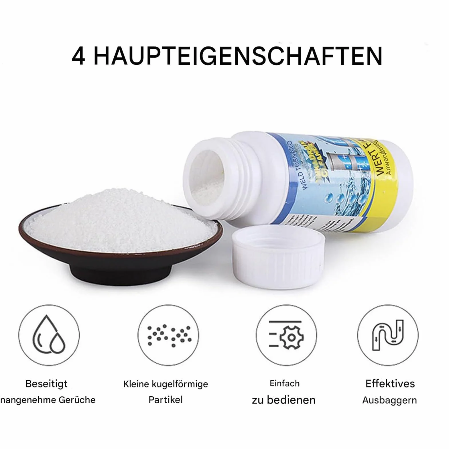 Vollstern - Detergente per scarichi, Value Pack per tubi, altamente efficace, con schiuma attiva, per cucina, bagno, toilette e balcone (110 g per bottiglia) (2 pezzi)
