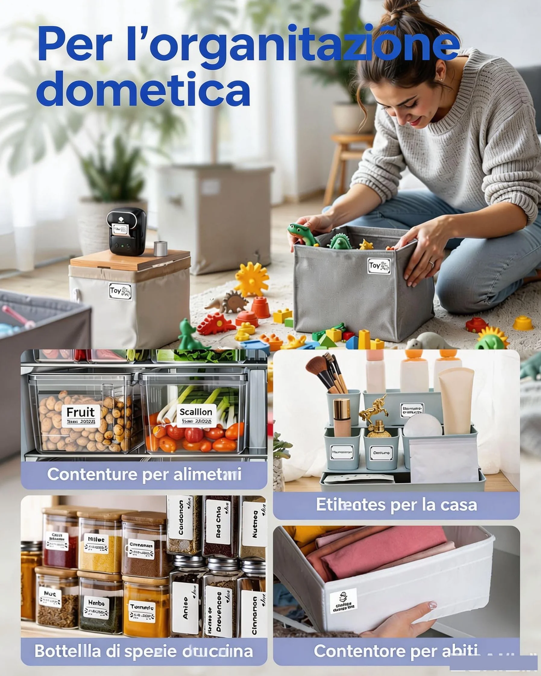 Phomemo M108 Etichettatrice Bluetooth, Portatile Stampante Etichette Adesive Termica Etichettatrice Etichette Adesive per Codici a barre,Cucina,negozi, Compatibile con iOS Android e PC, Nero
