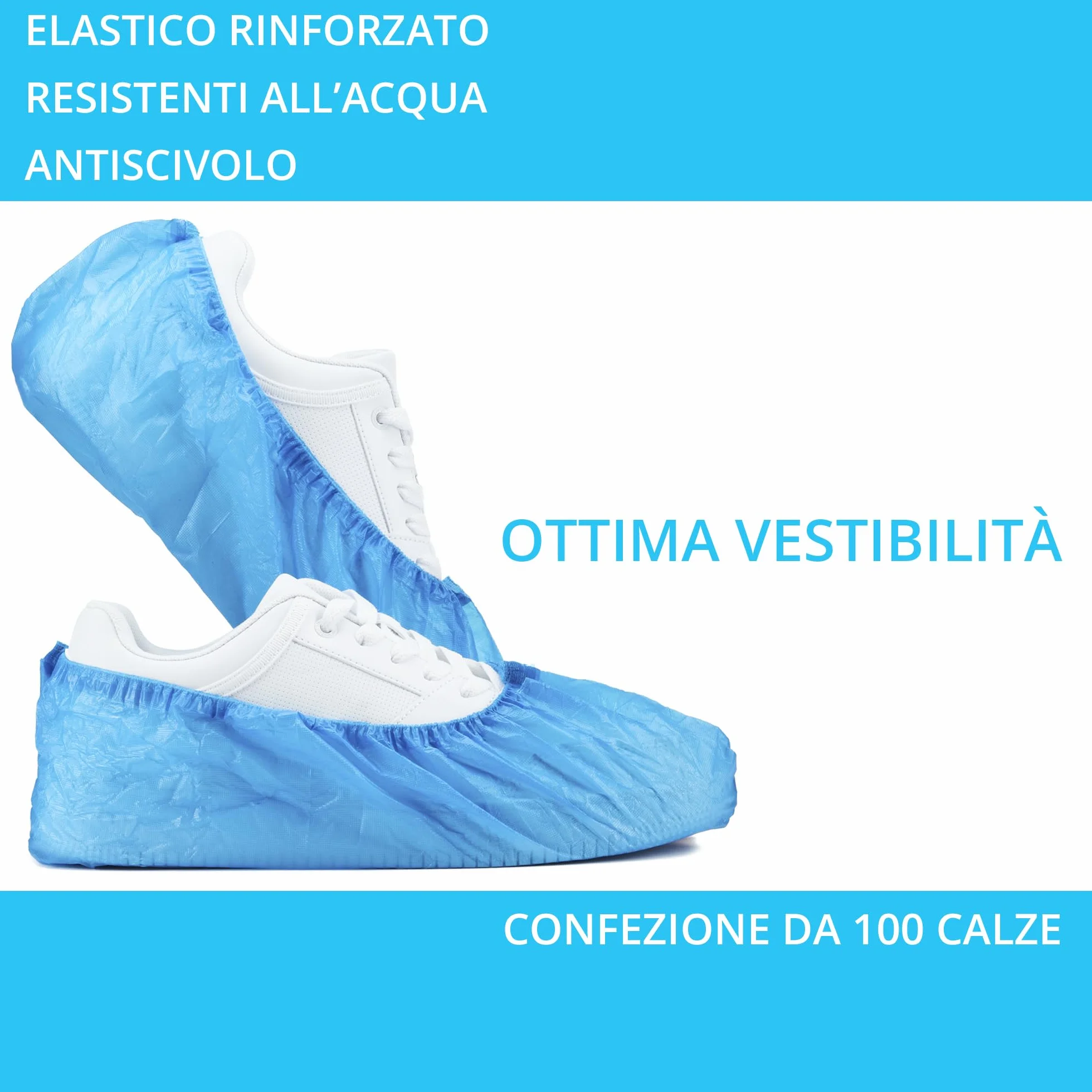 VIVObeauty 200 Copriscarpe Monouso CPE 3,5g Antiscivolo Impermeabili