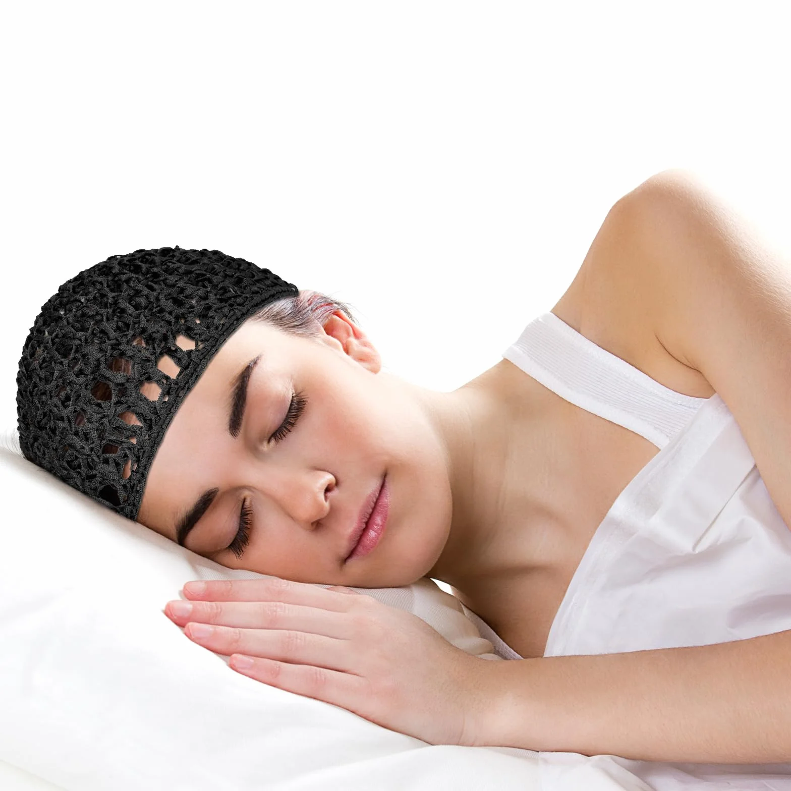 Set di 3 reti per capelli corti da donna riutilizzabili cuffia da doccia a maglia