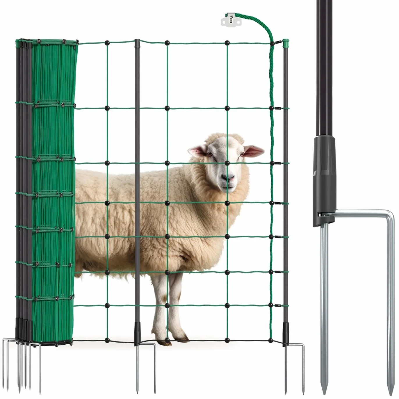 VOSS.farming farmNET+ Rete elettrificabile per Pecore 25 m 90 cm 2 Punte Verde