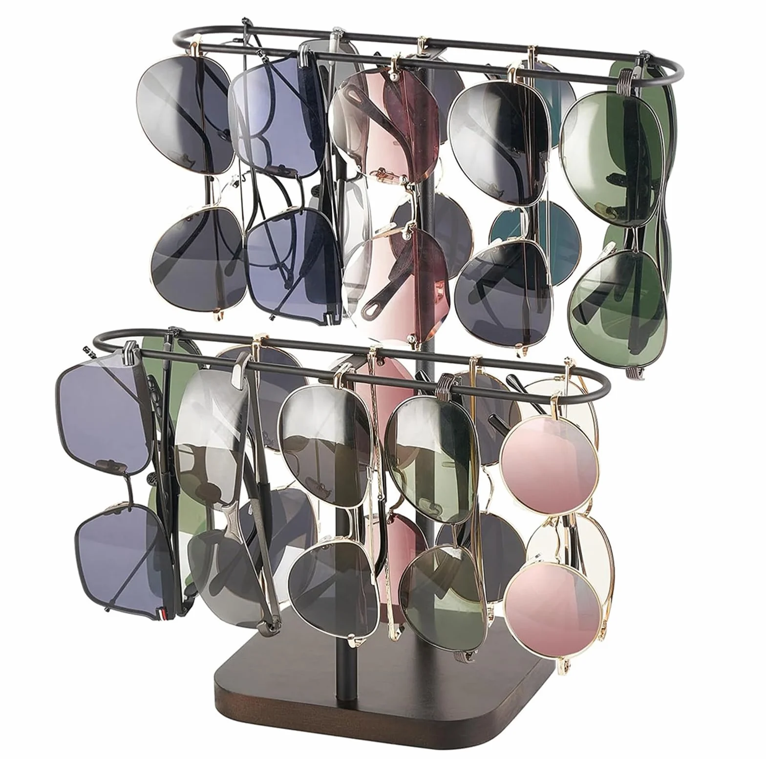 Espositore Occhiali da Sole, Porta Occhiali e Organizer a Doppio Strato per 20 Paia, Supporto Occhiali da Vista e da Sole, Ideale per Casa, Negozio, Scrivania, Cassettiera