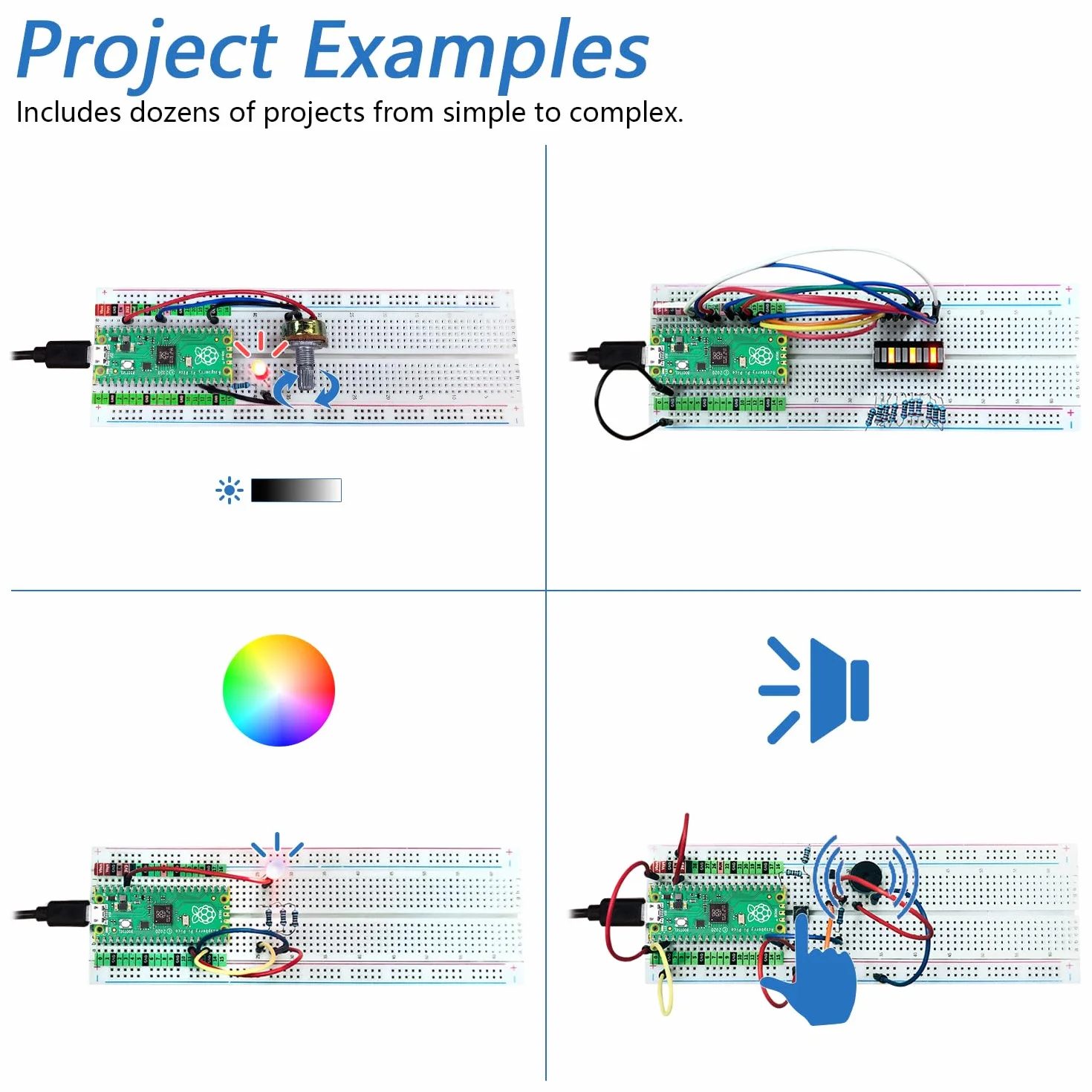 Freenove Basic Starter Kit for Raspberry Pi Pico (Included), Dual-core Arm Cortex-M0+ Microcontroller, 386-Page Detailed Tutorial, 142 Items, 55 Projects, Python C Code