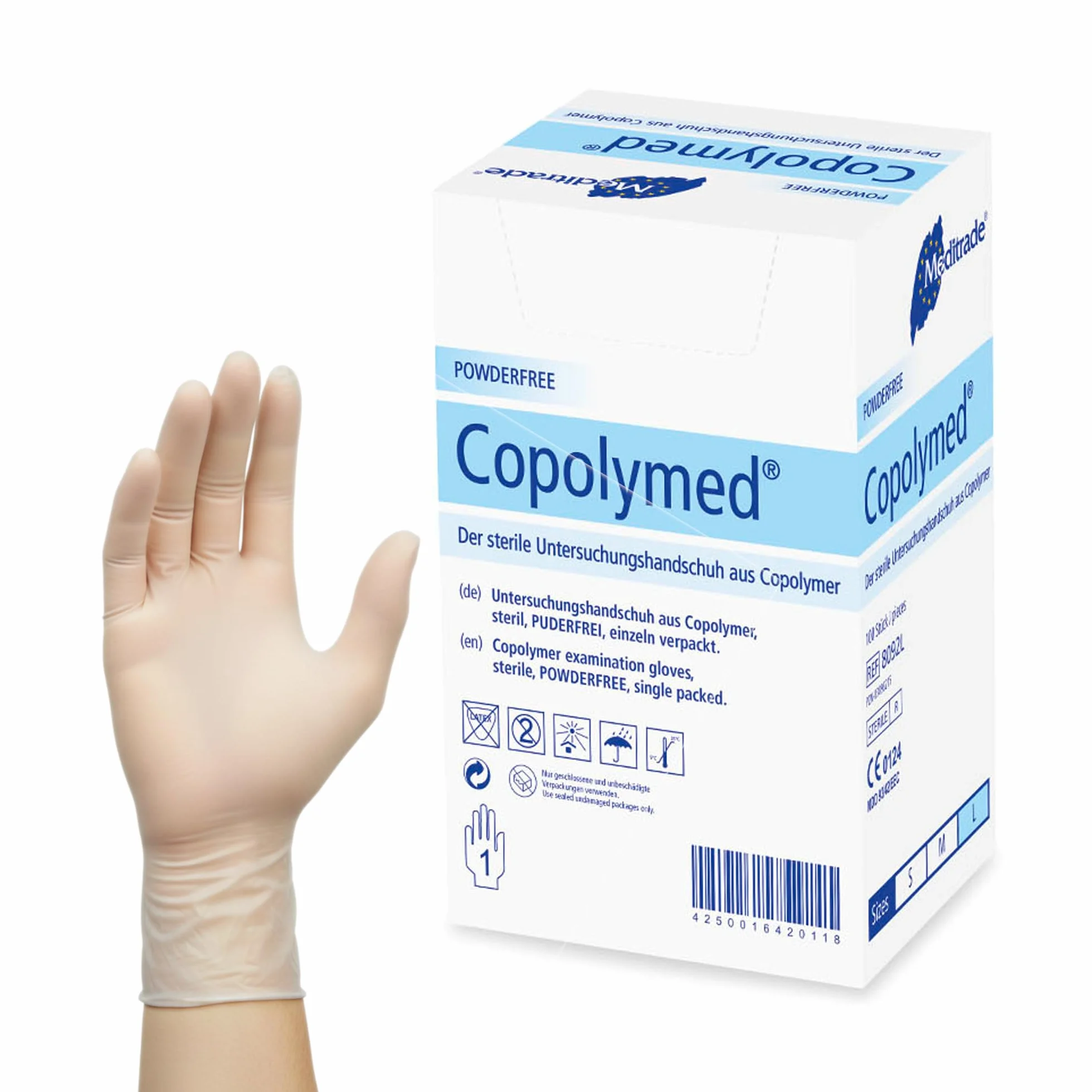 Meditrade Guanti Sterili Copolimero Senza Cipria Misura Large Confezione da 100