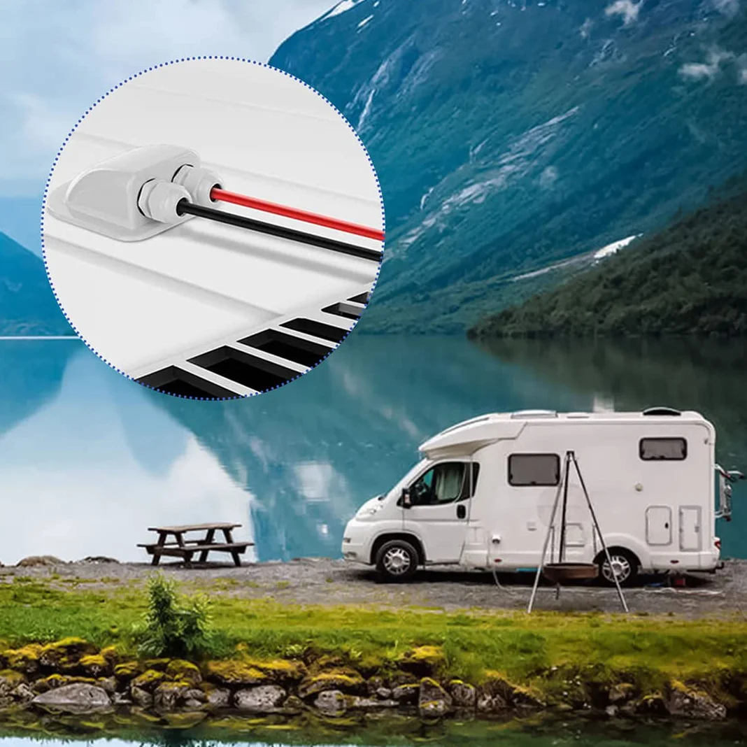 Passacavi Solare Doppio Ingresso Impermeabile Supporto Plastica Fotovoltaica Curva Cavo ABS Pannelli Solari Camper Roulotte Barca