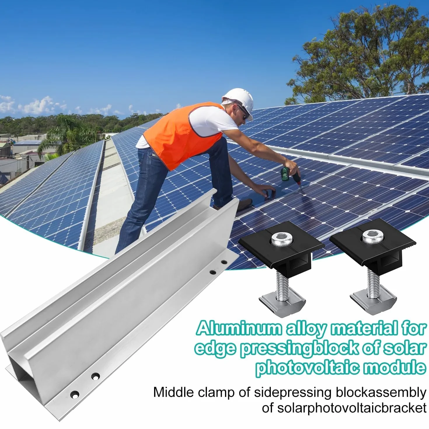 Kit Staffe Fotovoltaico 12 Pezzi Alluminio con Viti Autofilettanti e Rondelle