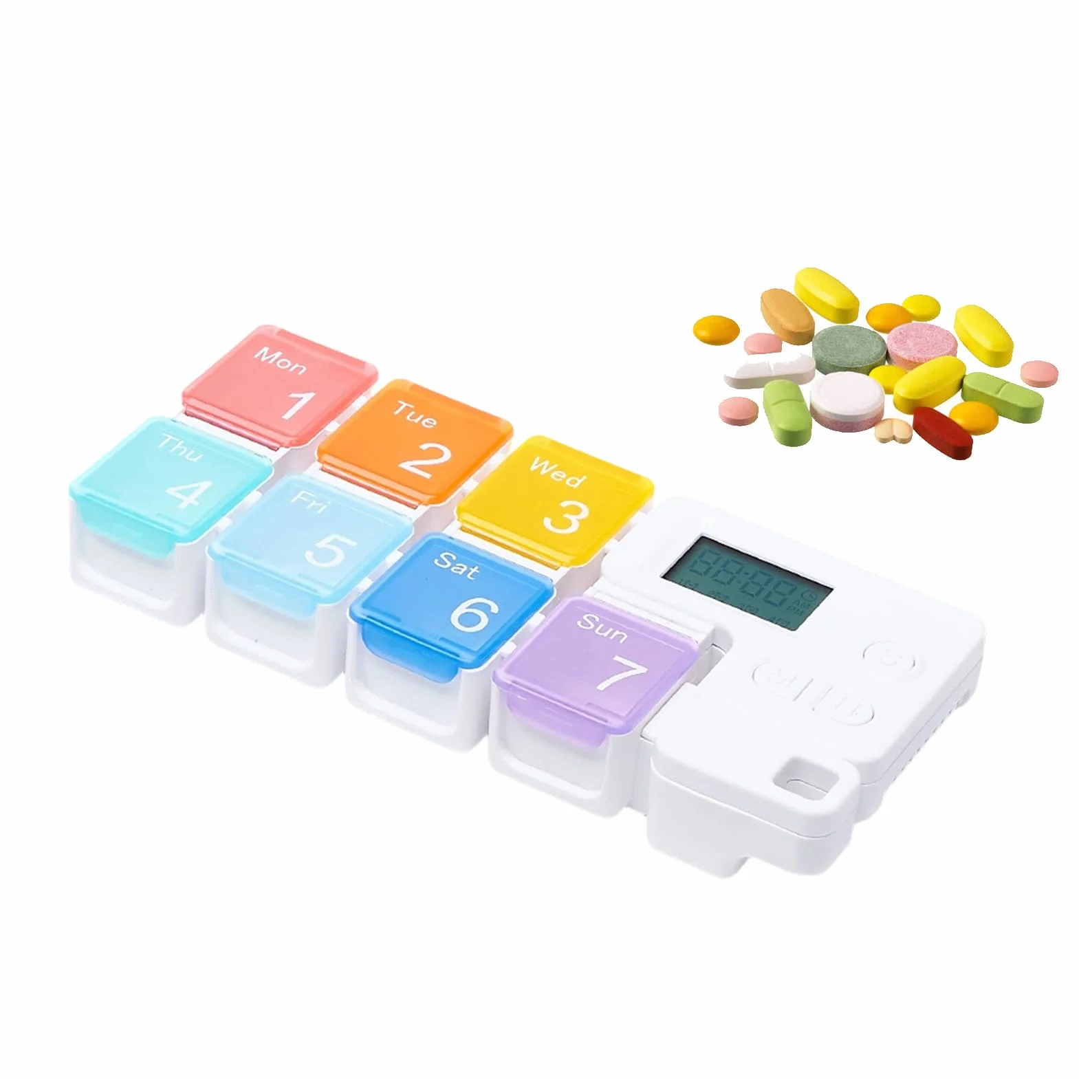 Portapillole Promemoria Intelligente Multi Scomparto 7 Giorni Case Portatile per Dispensatore di Pillole Giornaliero
