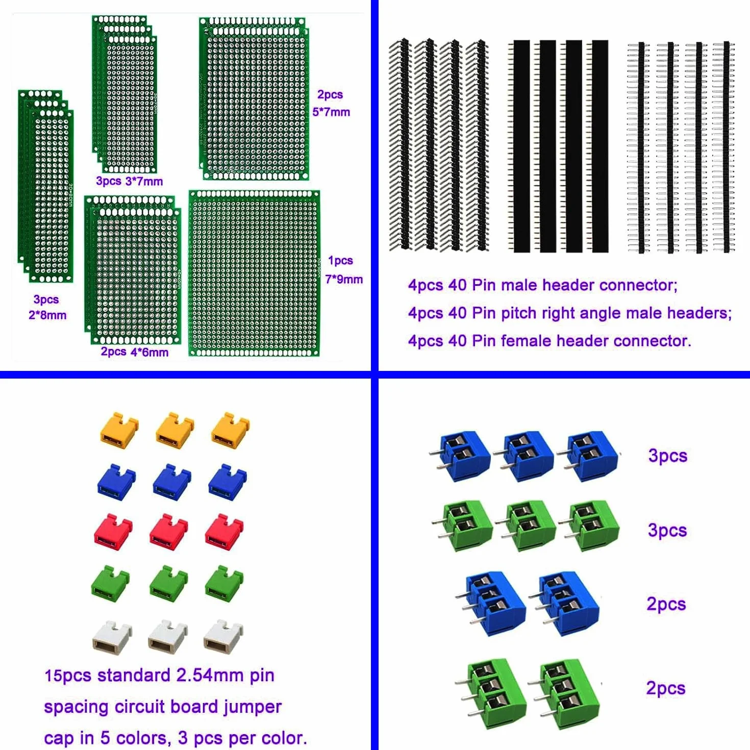 RUNCCI-YUN 48Pezzi Kit di schede PCB,11 Pezzi una Scheda PCB a Doppia Faccia, Circuito Stampato Prototipo PCB Board,Circuiti Breadboard Perforati per Saldatura e Fai Da Te Progetto