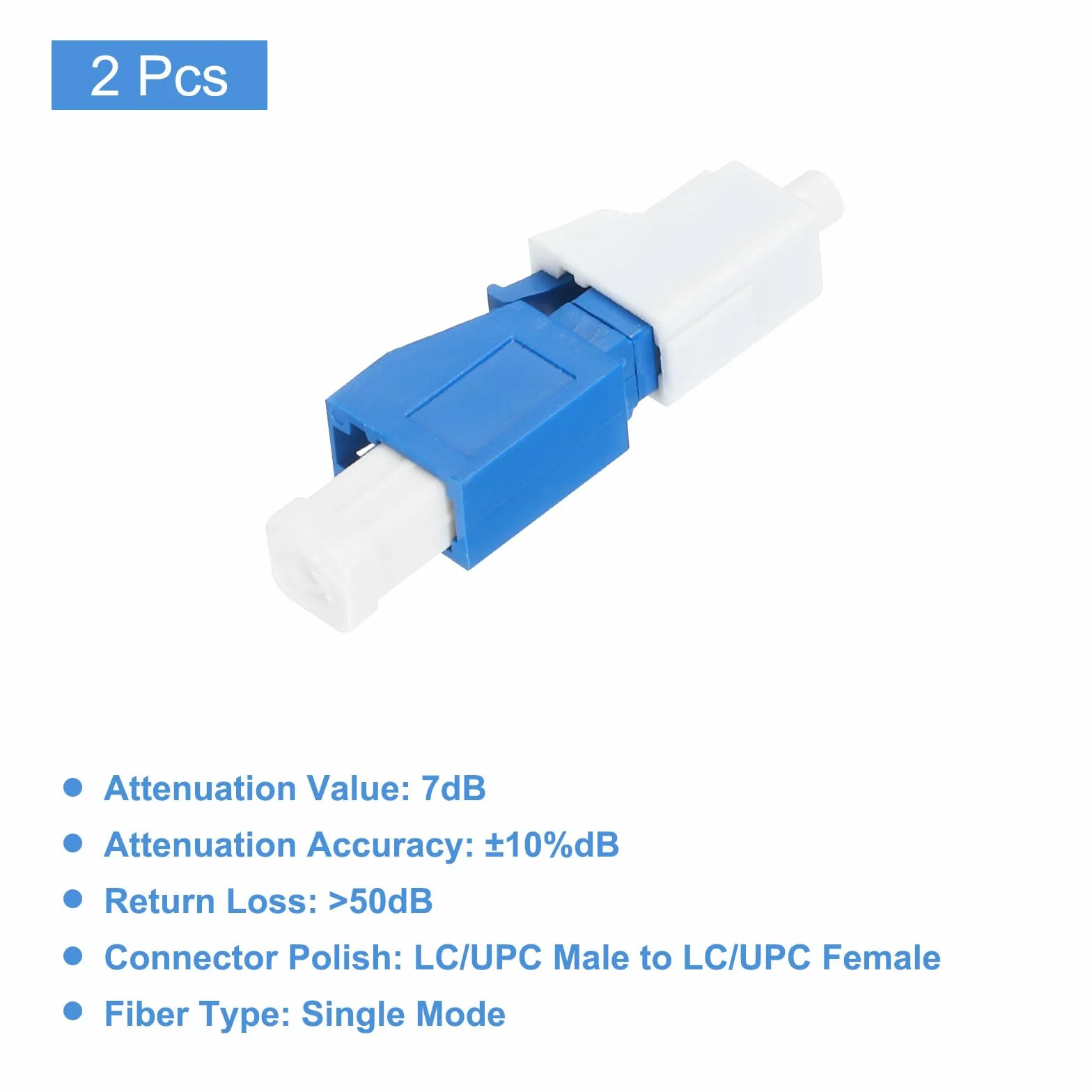 QUARKZMAN Attenuatore in Fibre Ottica Lc da 7db, LC/UPC Sm Single Mode Attenuatore in Fibre Ottica Fisso Maschio-Femmina per Trasmissione in Fibre Ottica Confezione da 2