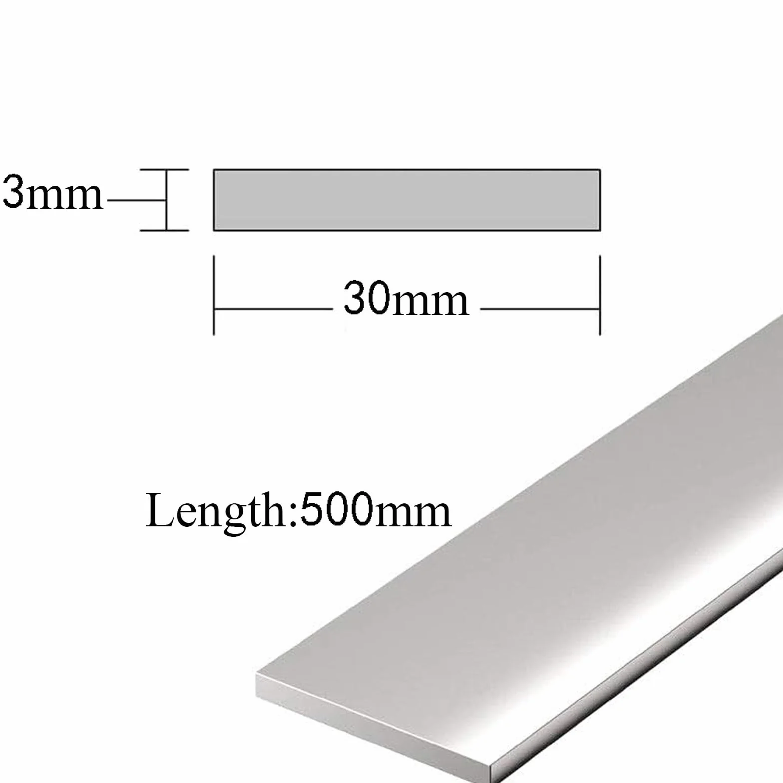 Barra piatta 304 da 3 mm di spessore - Diverse dimensioni (3x10/15/20/25/30/40/50x500 mm) for macchinari industriali e progetti fai da te(3x30x500mm)