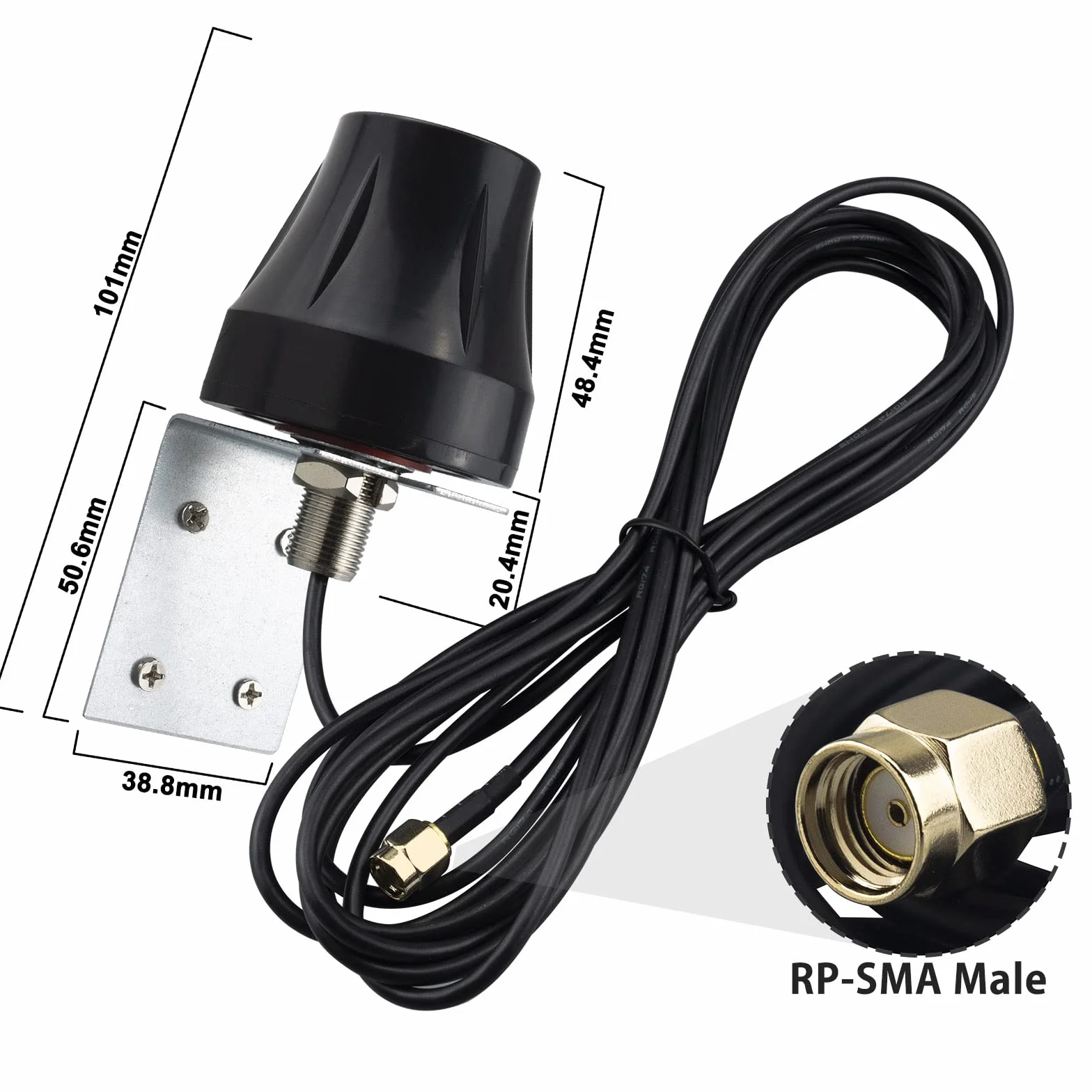 Antenna Esterna Dual Band 2,4 G/5,8 GHz Omnidirezionale 5 dBi Impermeabile RP-SMA Maschio per Router WiFi Hotspot Rete Wireless Sicurezza Telecamera IP Telecamera da Caccia